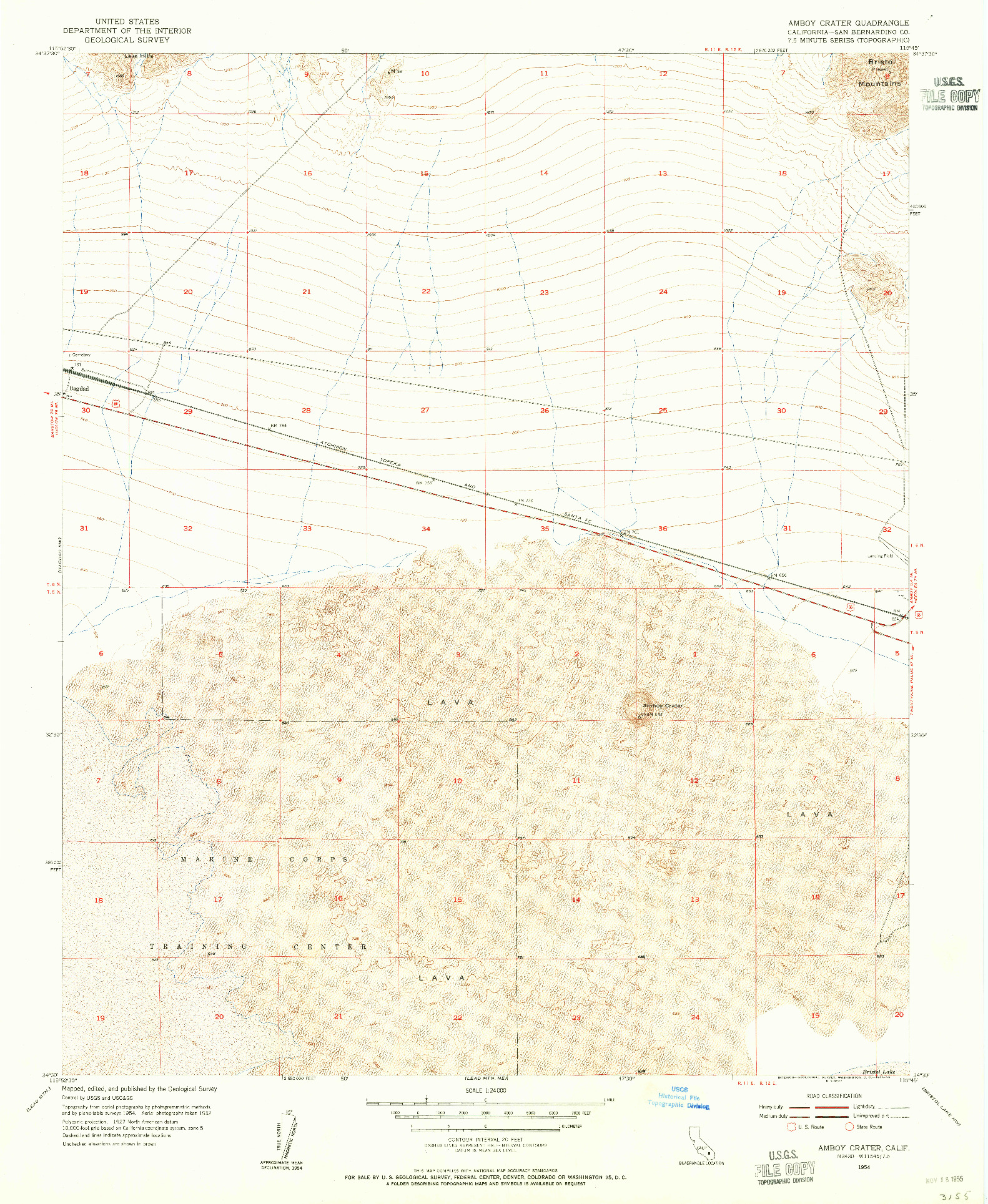 USGS 1:24000-SCALE QUADRANGLE FOR AMBOY CRATER, CA 1954