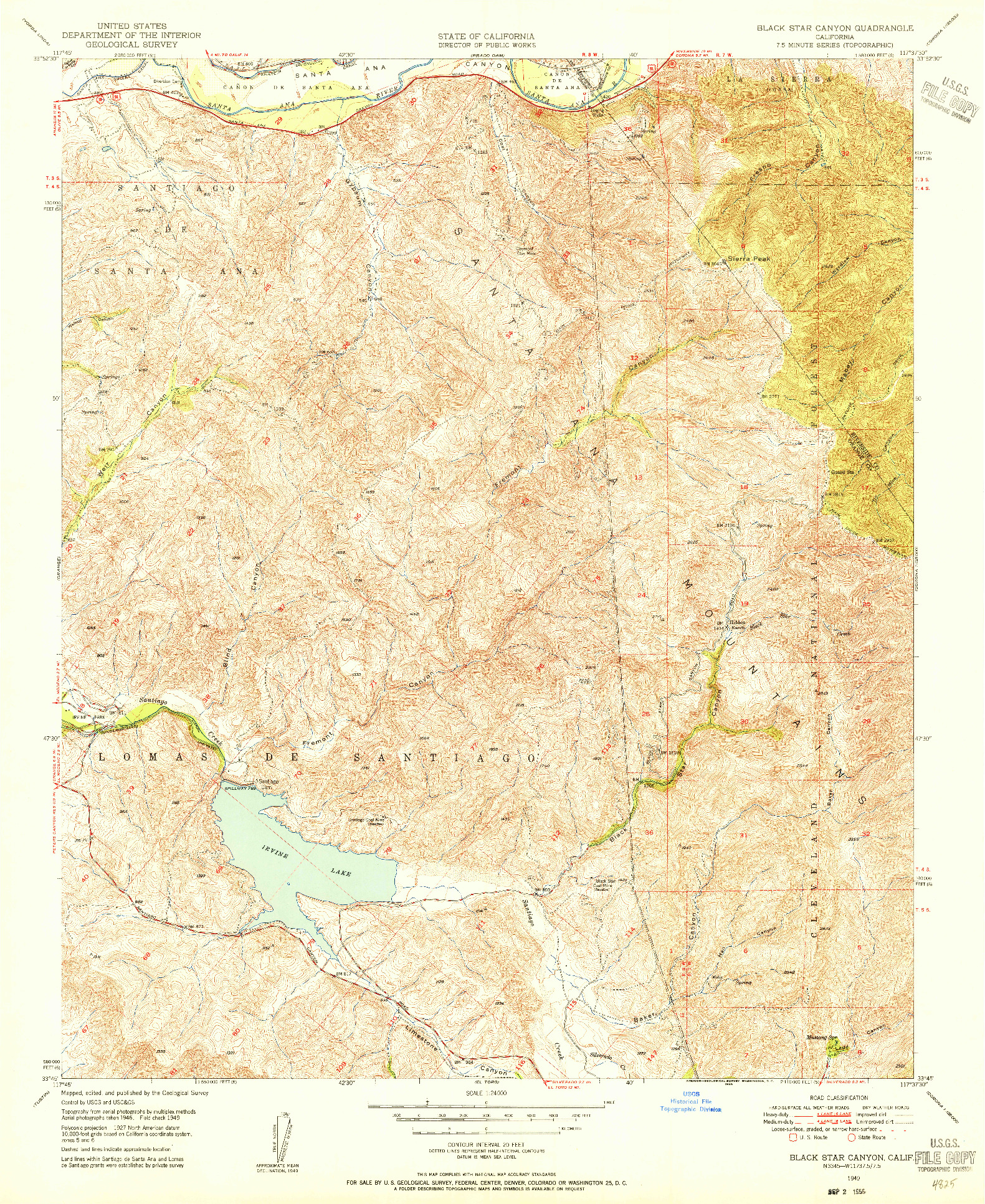 USGS 1:24000-SCALE QUADRANGLE FOR BLACK STAR CANYON, CA 1949