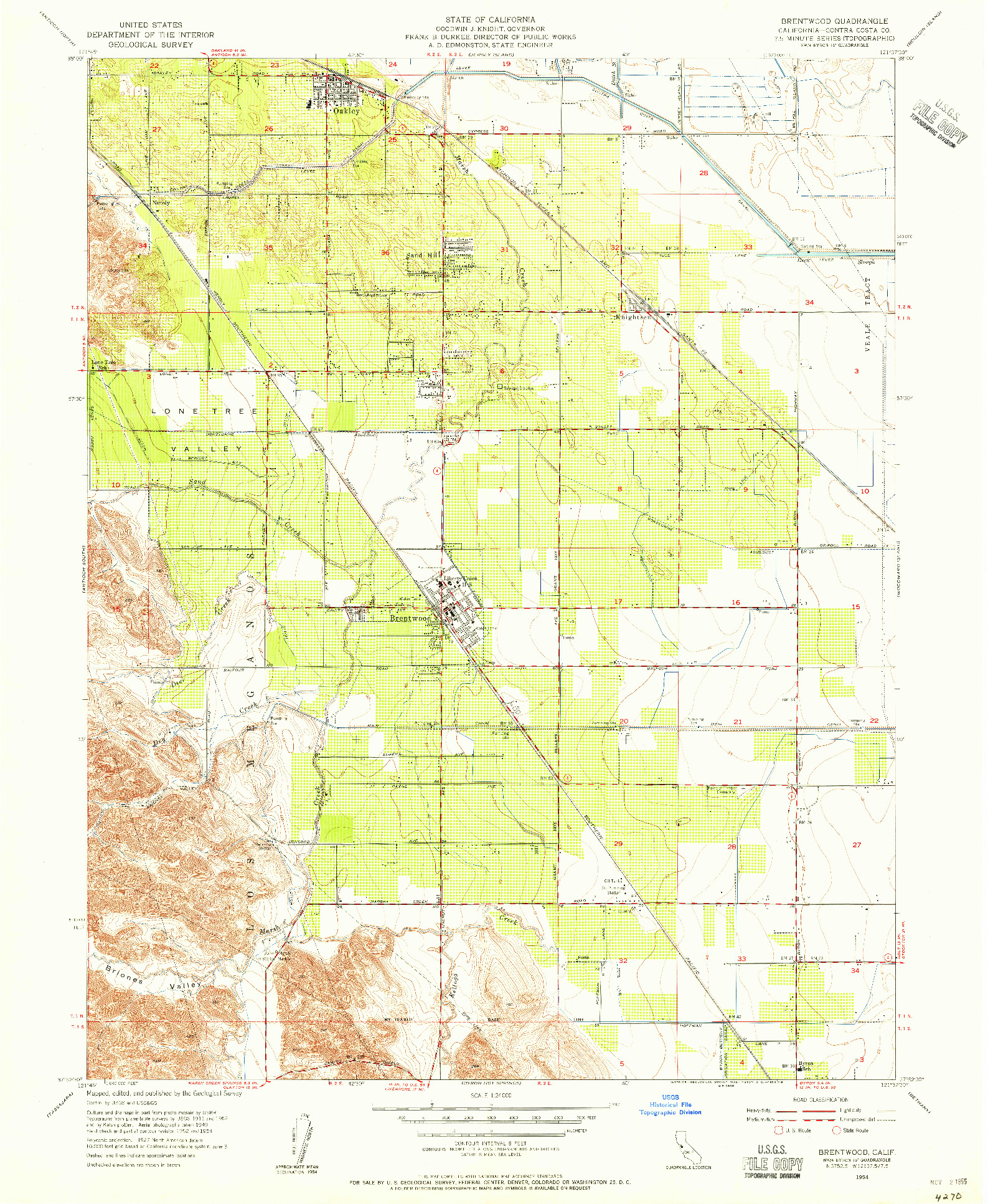 USGS 1:24000-SCALE QUADRANGLE FOR BRENTWOOD, CA 1954