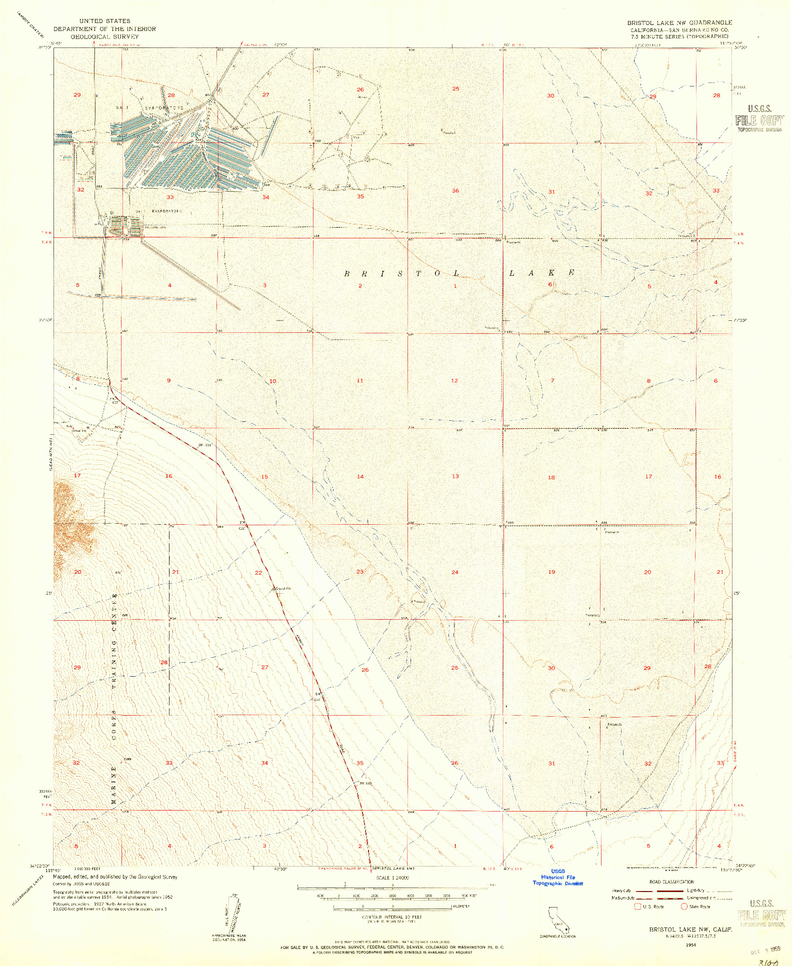 USGS 1:24000-SCALE QUADRANGLE FOR BRISTOL LAKE NW, CA 1954