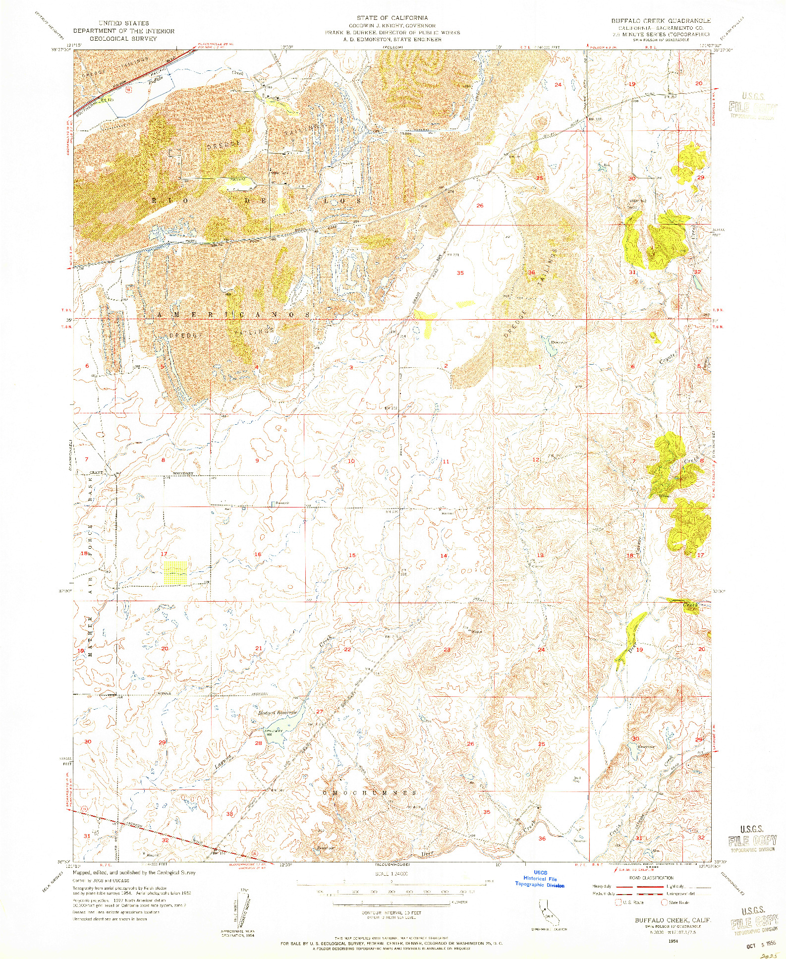 USGS 1:24000-SCALE QUADRANGLE FOR BUFFALO CREEK, CA 1954