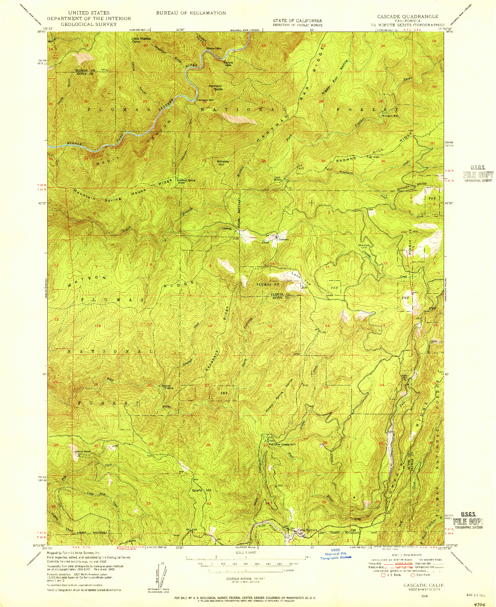 USGS 1:24000-SCALE QUADRANGLE FOR CASCADE, CA 1948