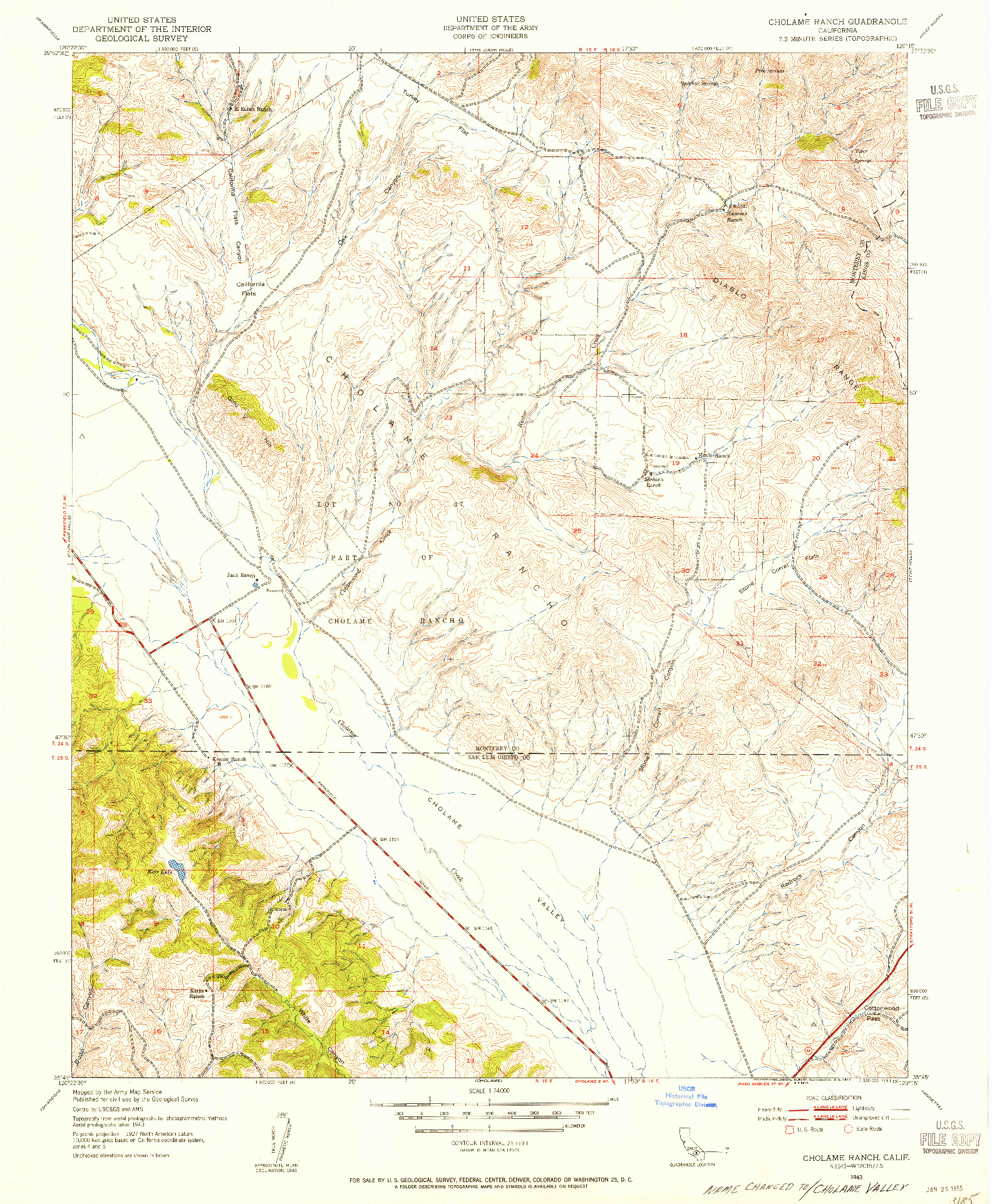 USGS 1:24000-SCALE QUADRANGLE FOR CHOLAME RANCH, CA 1943