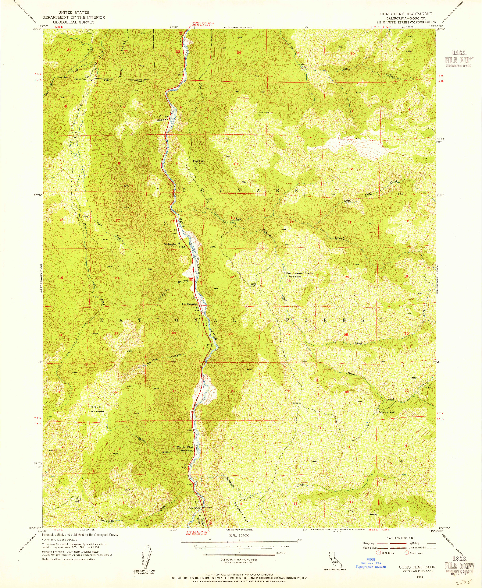 USGS 1:24000-SCALE QUADRANGLE FOR CHRIS FLAT, CA 1954
