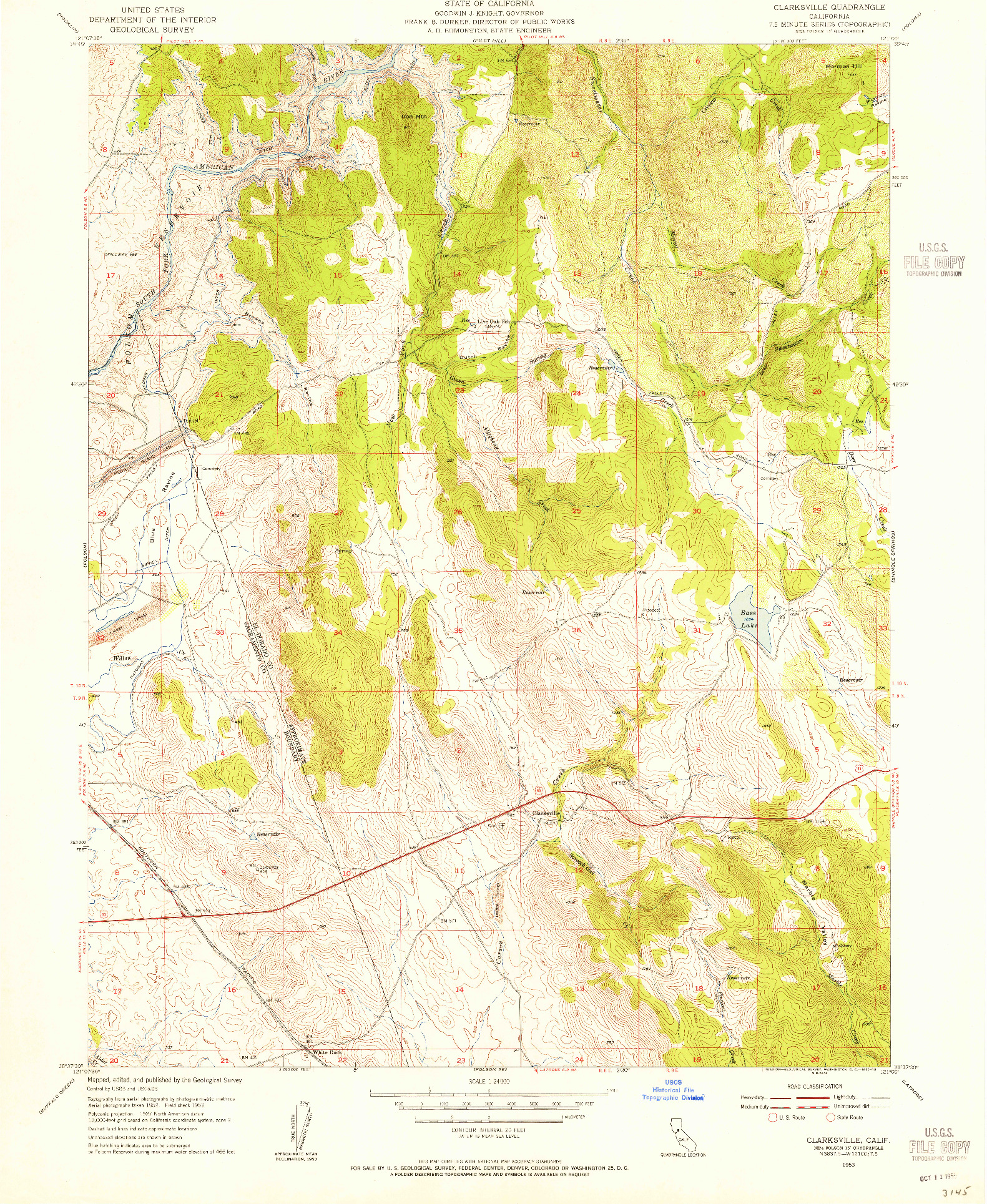 USGS 1:24000-SCALE QUADRANGLE FOR CLARKSVILLE, CA 1953