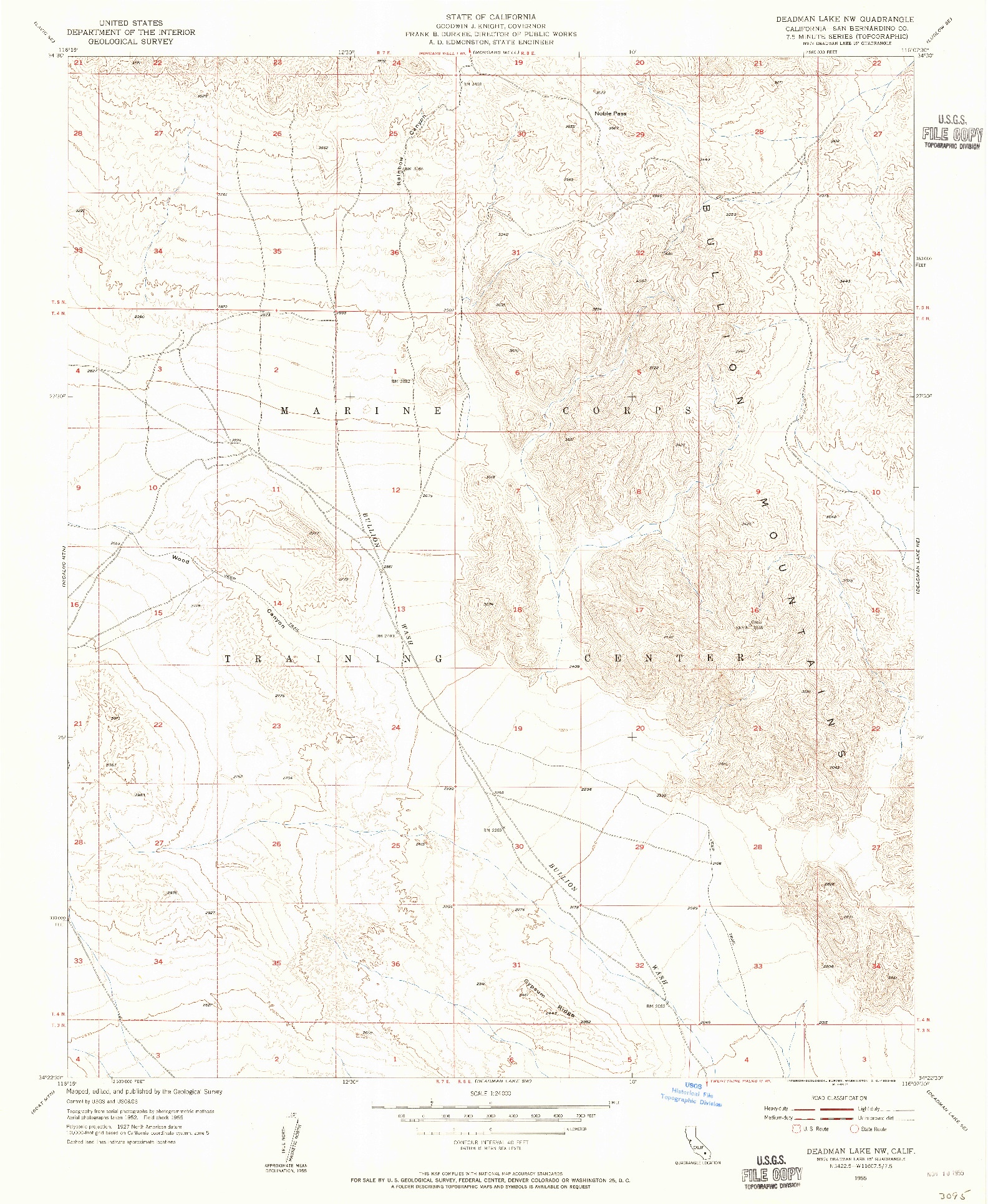 USGS 1:24000-SCALE QUADRANGLE FOR DEADMAN LAKE NW, CA 1955