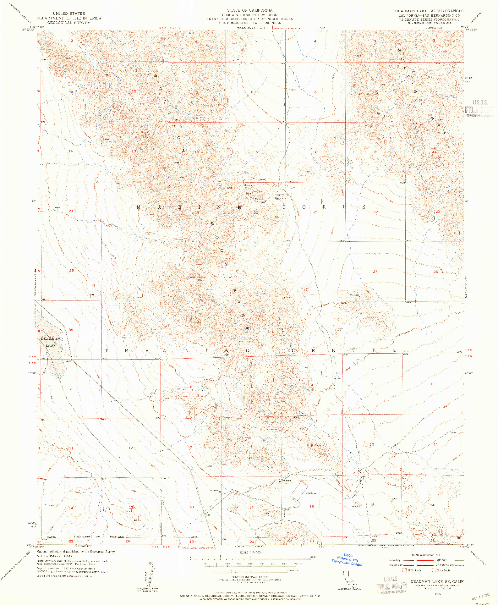 USGS 1:24000-SCALE QUADRANGLE FOR DEADMAN LAKE SE, CA 1955