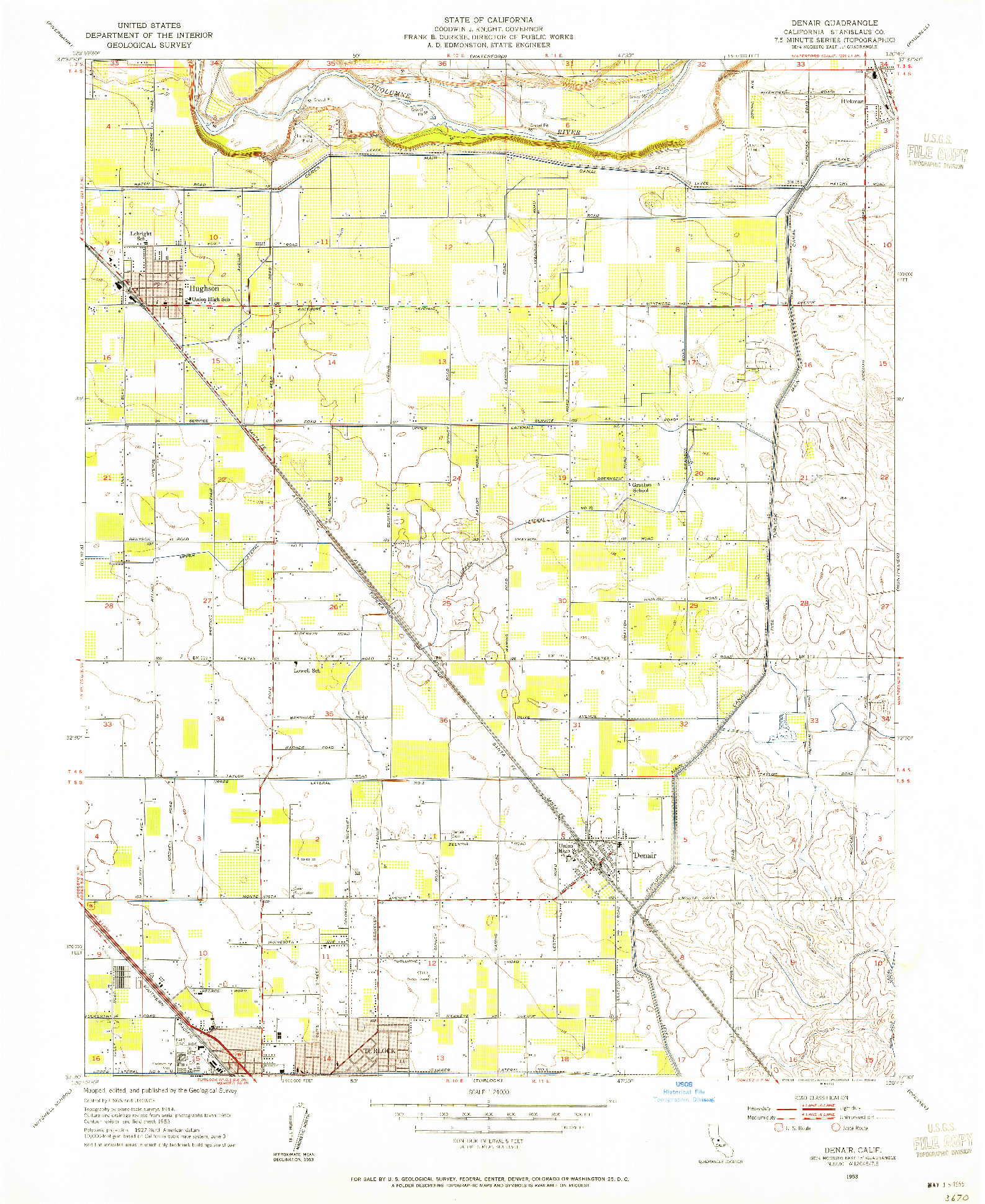 USGS 1:24000-SCALE QUADRANGLE FOR DENAIR, CA 1953