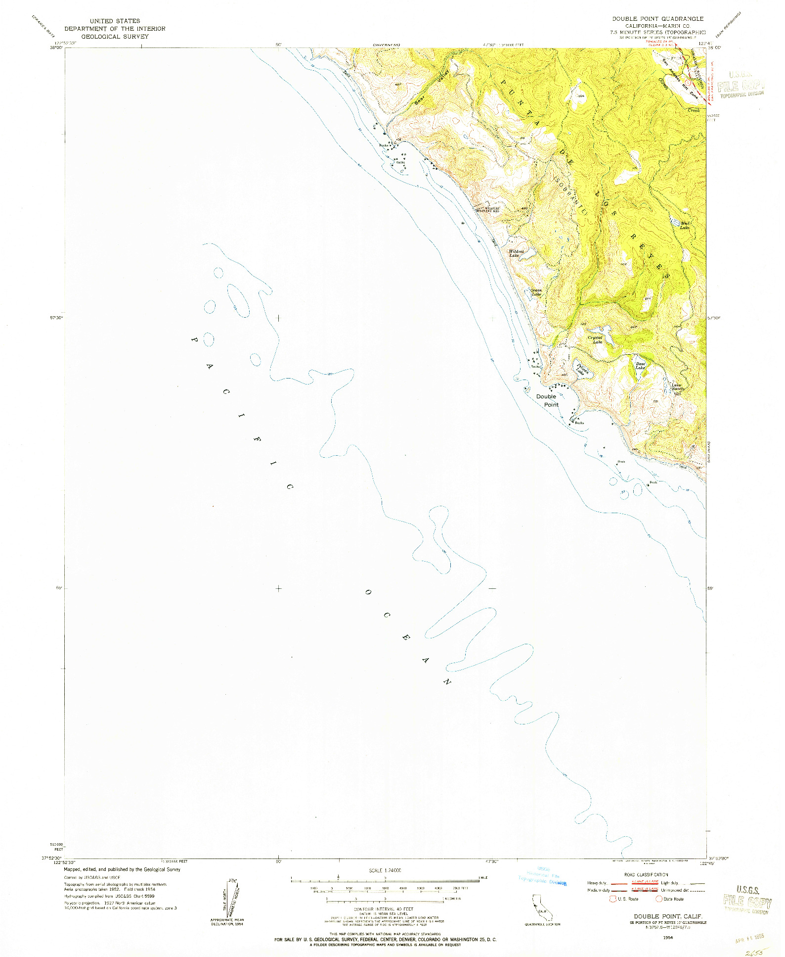 USGS 1:24000-SCALE QUADRANGLE FOR DOUBLE POINT, CA 1954