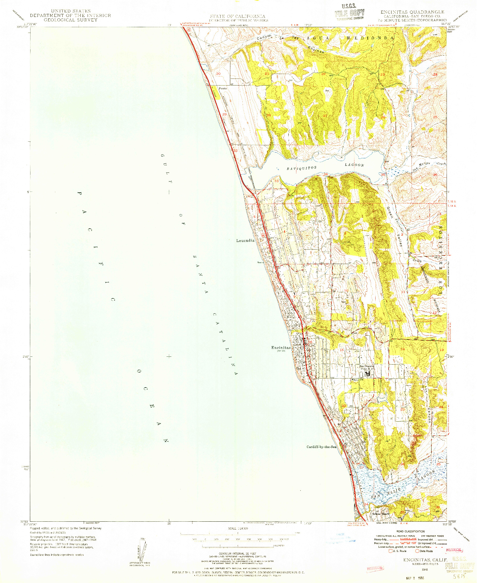USGS 1:24000-SCALE QUADRANGLE FOR ENCINITAS, CA 1948