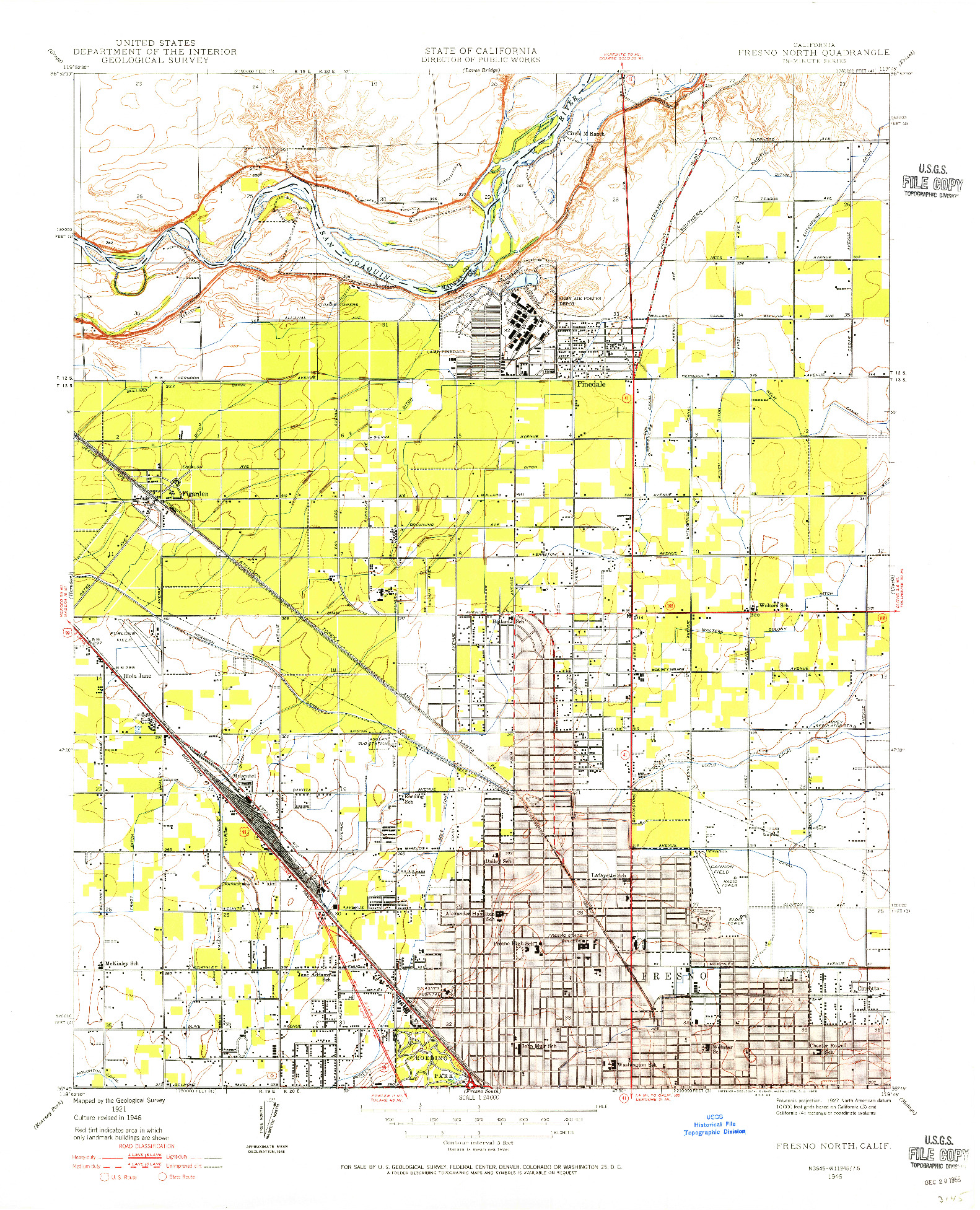USGS 1:24000-SCALE QUADRANGLE FOR FRESNO NORTH, CA 1946