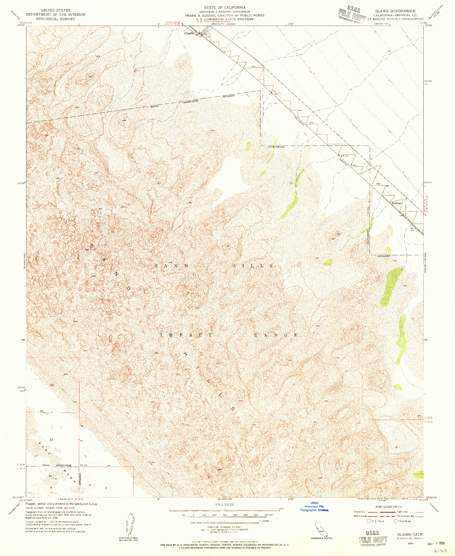 USGS 1:24000-SCALE QUADRANGLE FOR GLAMIS, CA 1955