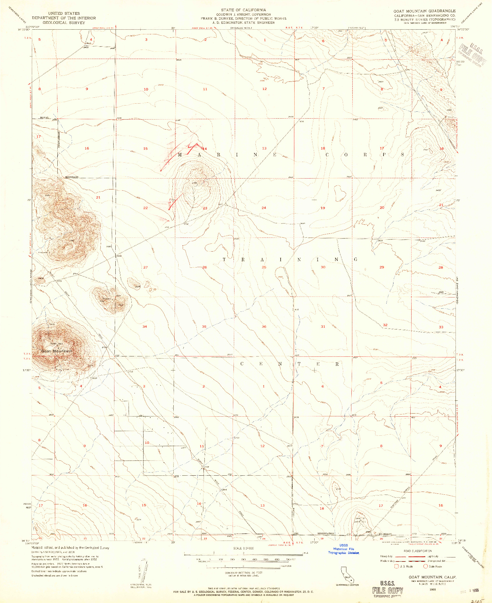 USGS 1:24000-SCALE QUADRANGLE FOR GOAT MOUNTAIN, CA 1955