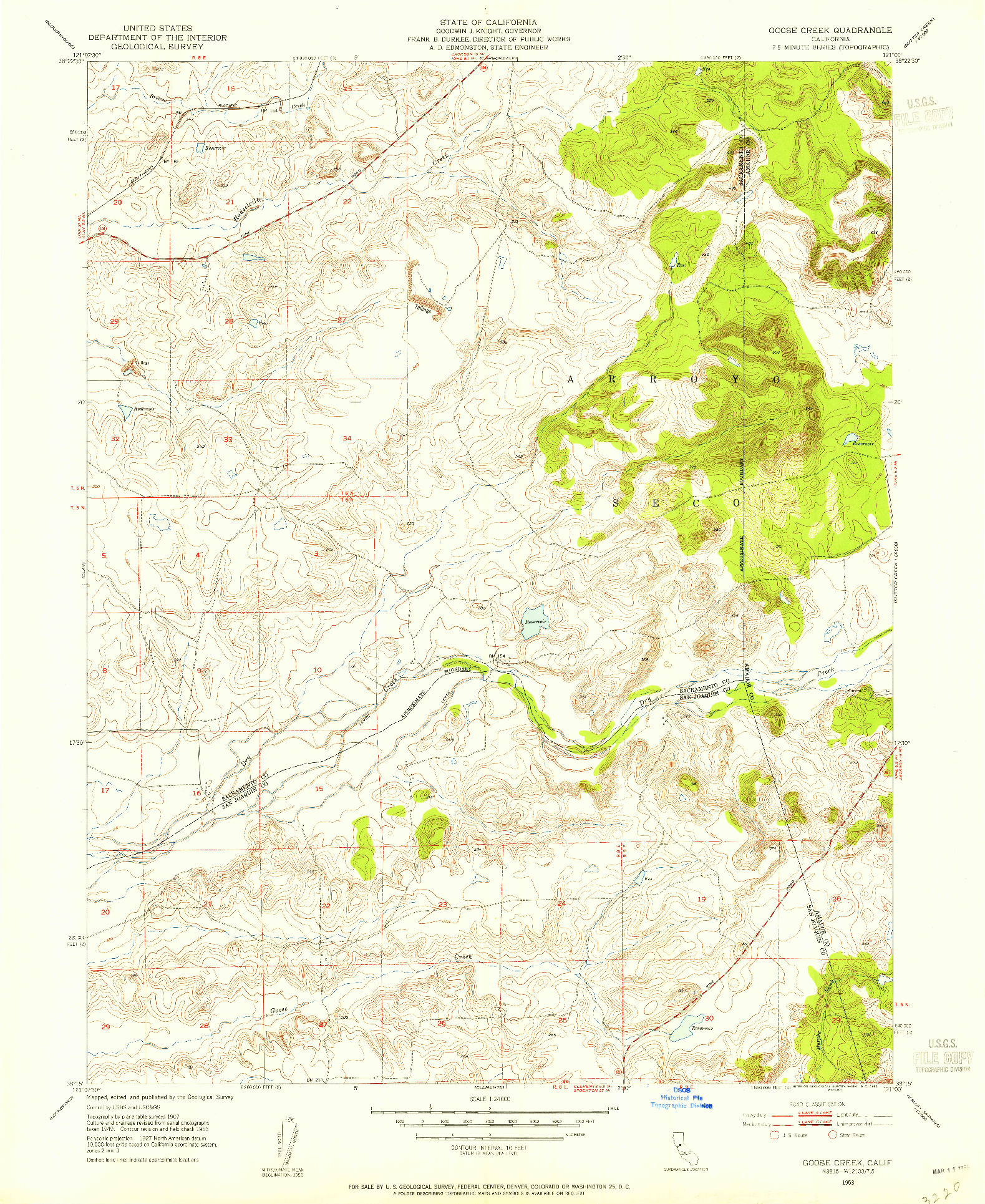 USGS 1:24000-SCALE QUADRANGLE FOR GOOSE CREEK, CA 1953