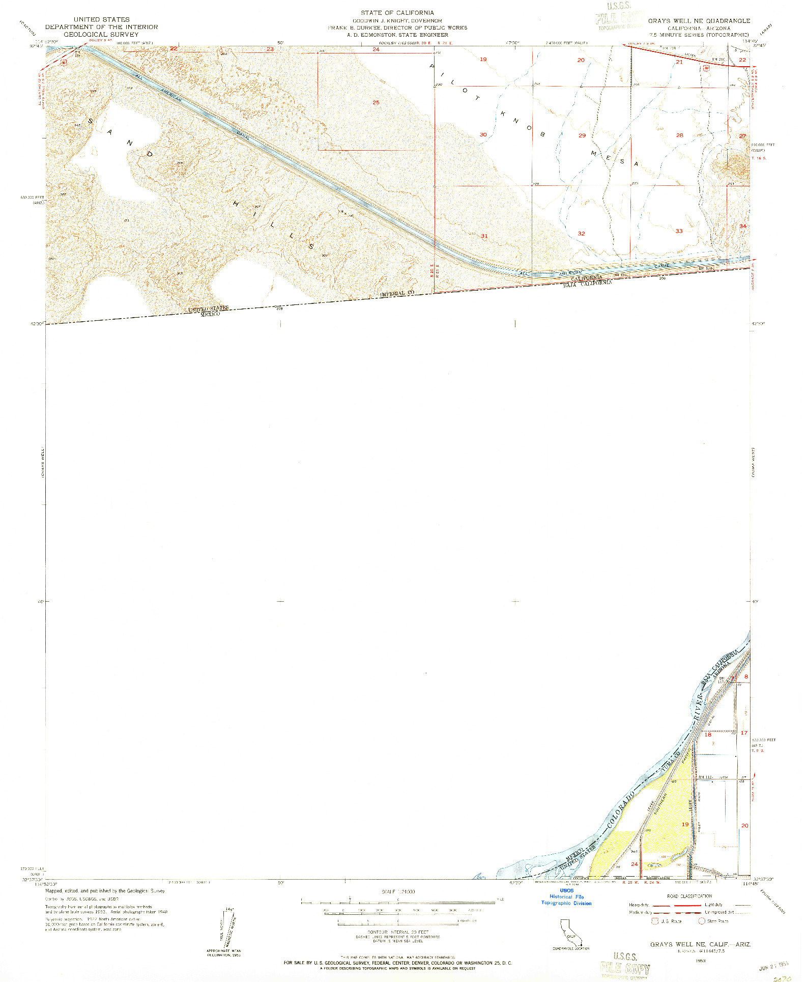 USGS 1:24000-SCALE QUADRANGLE FOR GRAYS WELL NE, CA 1953
