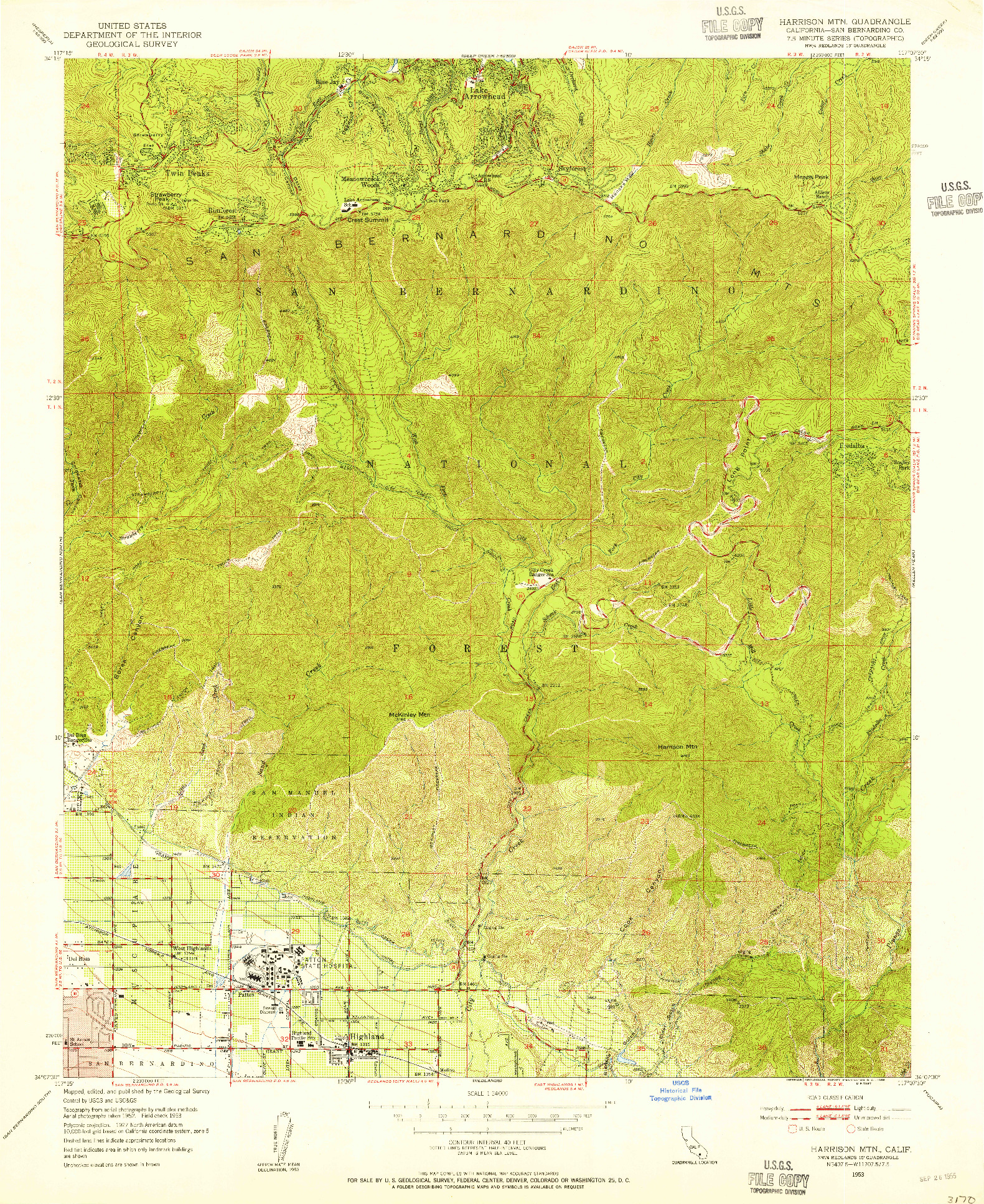 USGS 1:24000-SCALE QUADRANGLE FOR HARRISON MTN., CA 1953
