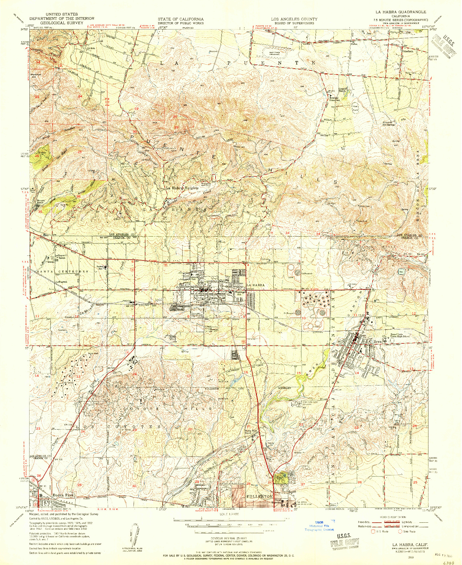 USGS 1:24000-SCALE QUADRANGLE FOR LA HABRA, CA 1950