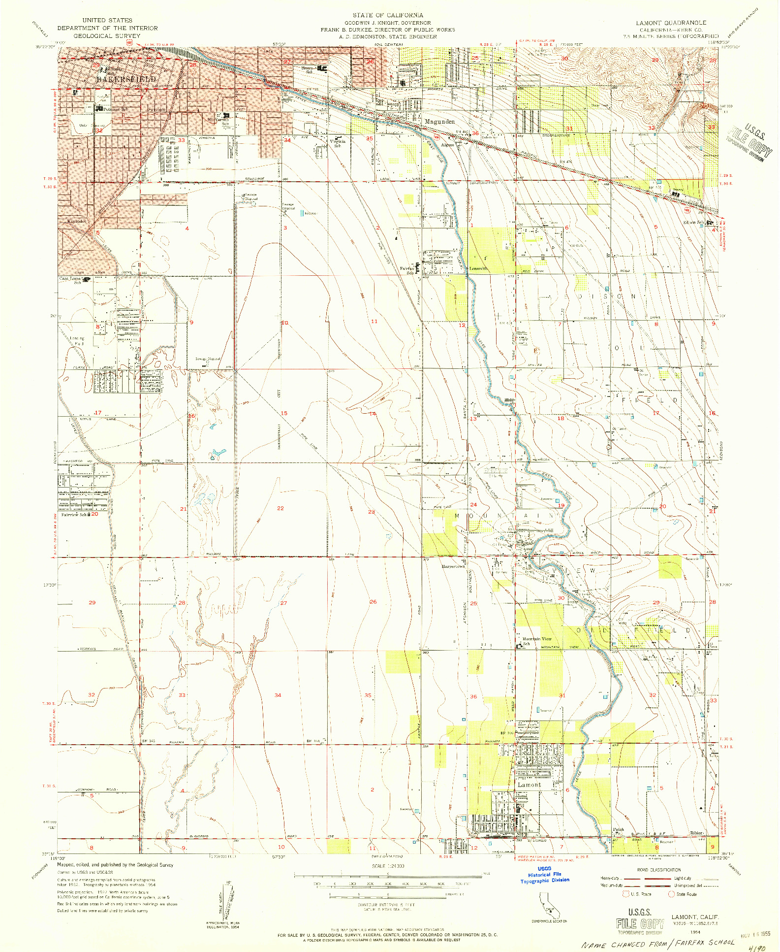 USGS 1:24000-SCALE QUADRANGLE FOR LAMONT, CA 1954