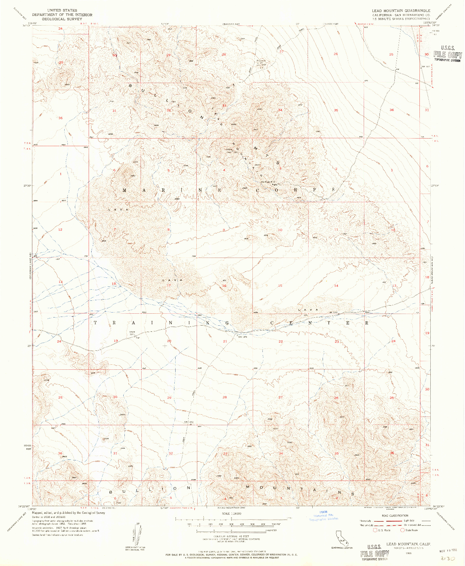 USGS 1:24000-SCALE QUADRANGLE FOR LEAD MOUNTAIN, CA 1955