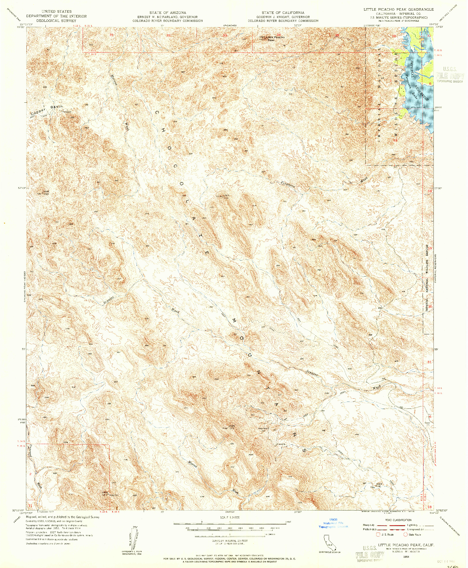 USGS 1:24000-SCALE QUADRANGLE FOR LITTLE PICACHO PEAK, CA 1954