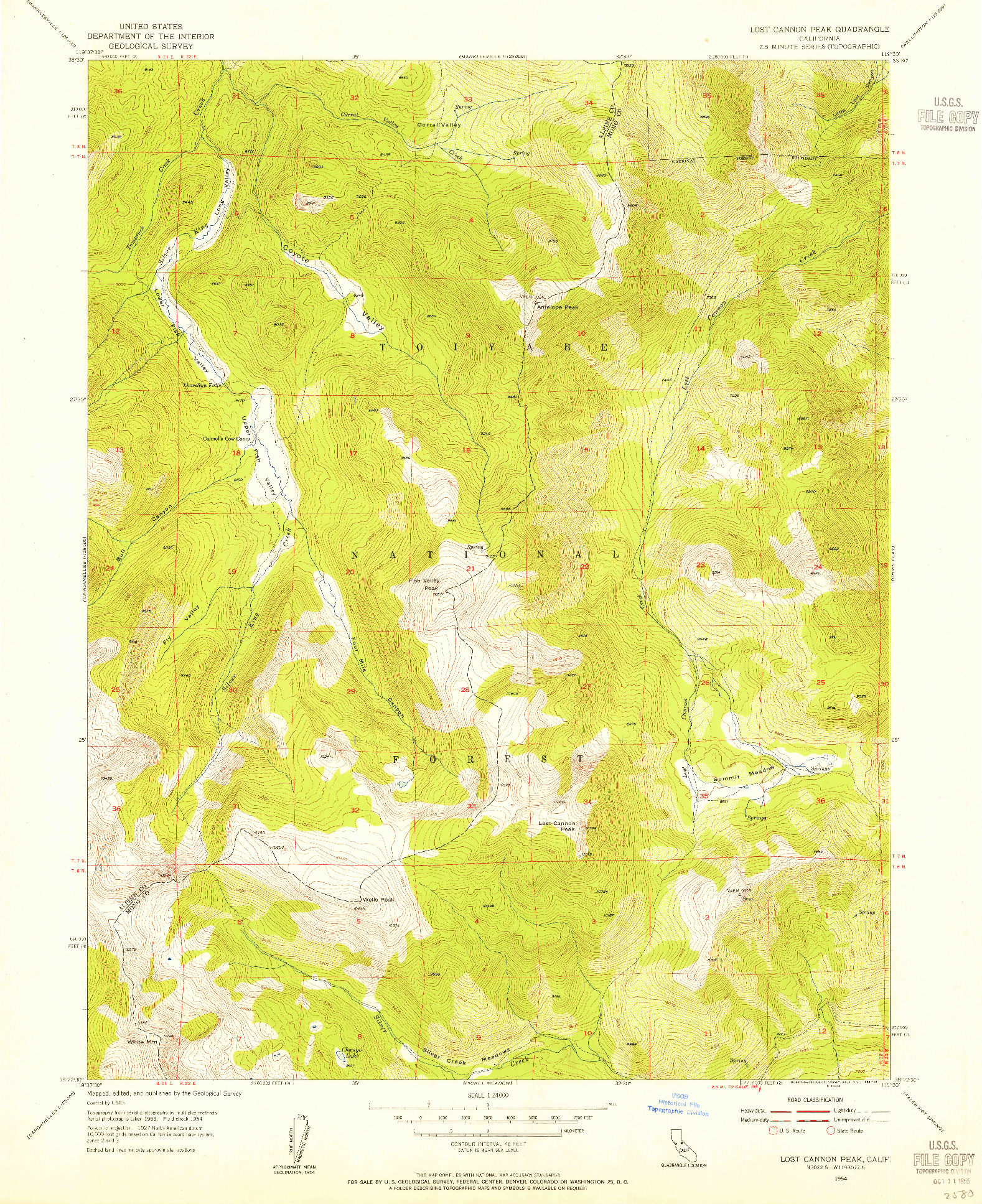 USGS 1:24000-SCALE QUADRANGLE FOR LOST CANNON PEAK, CA 1954