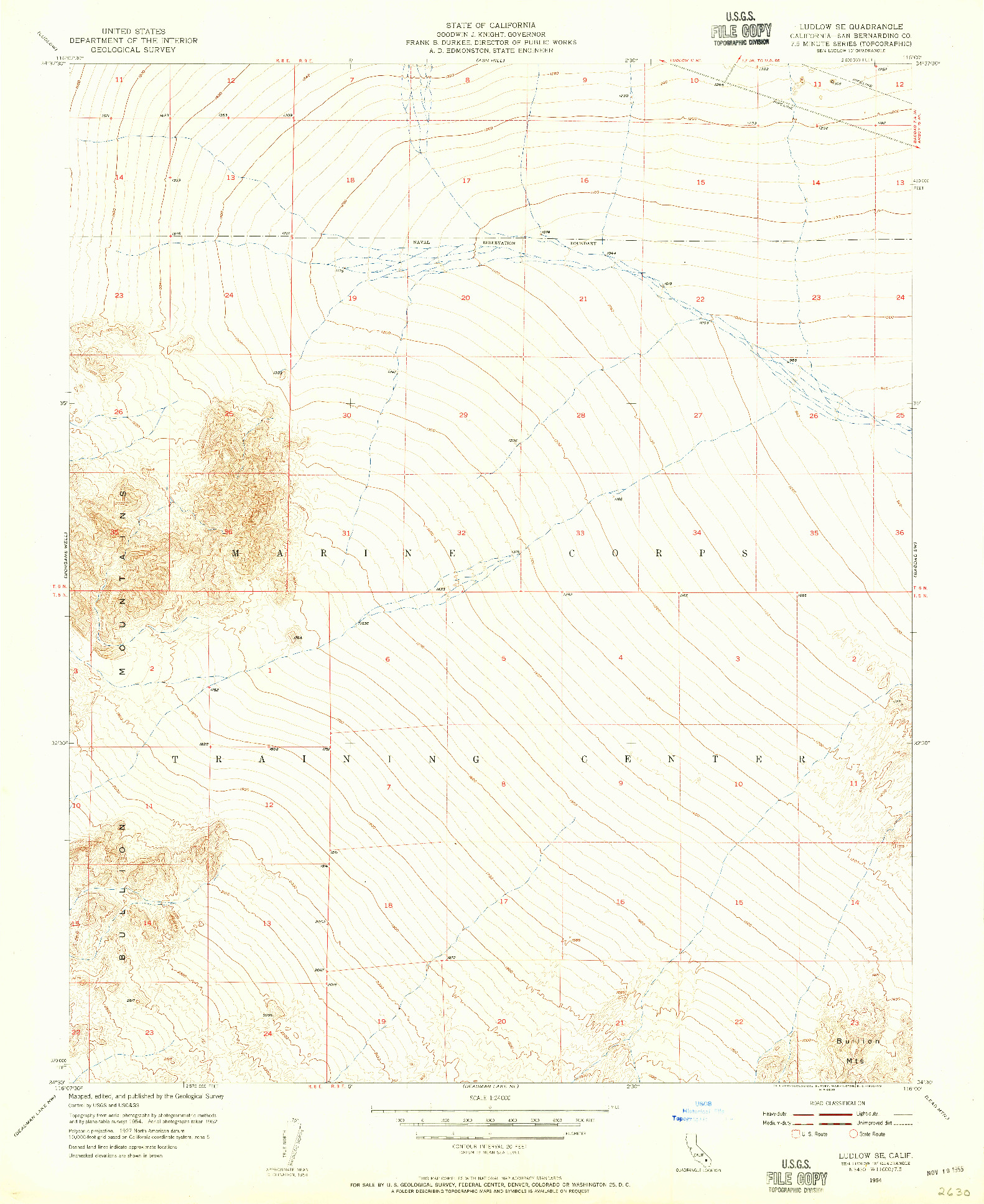 USGS 1:24000-SCALE QUADRANGLE FOR LUDLOW SE, CA 1954