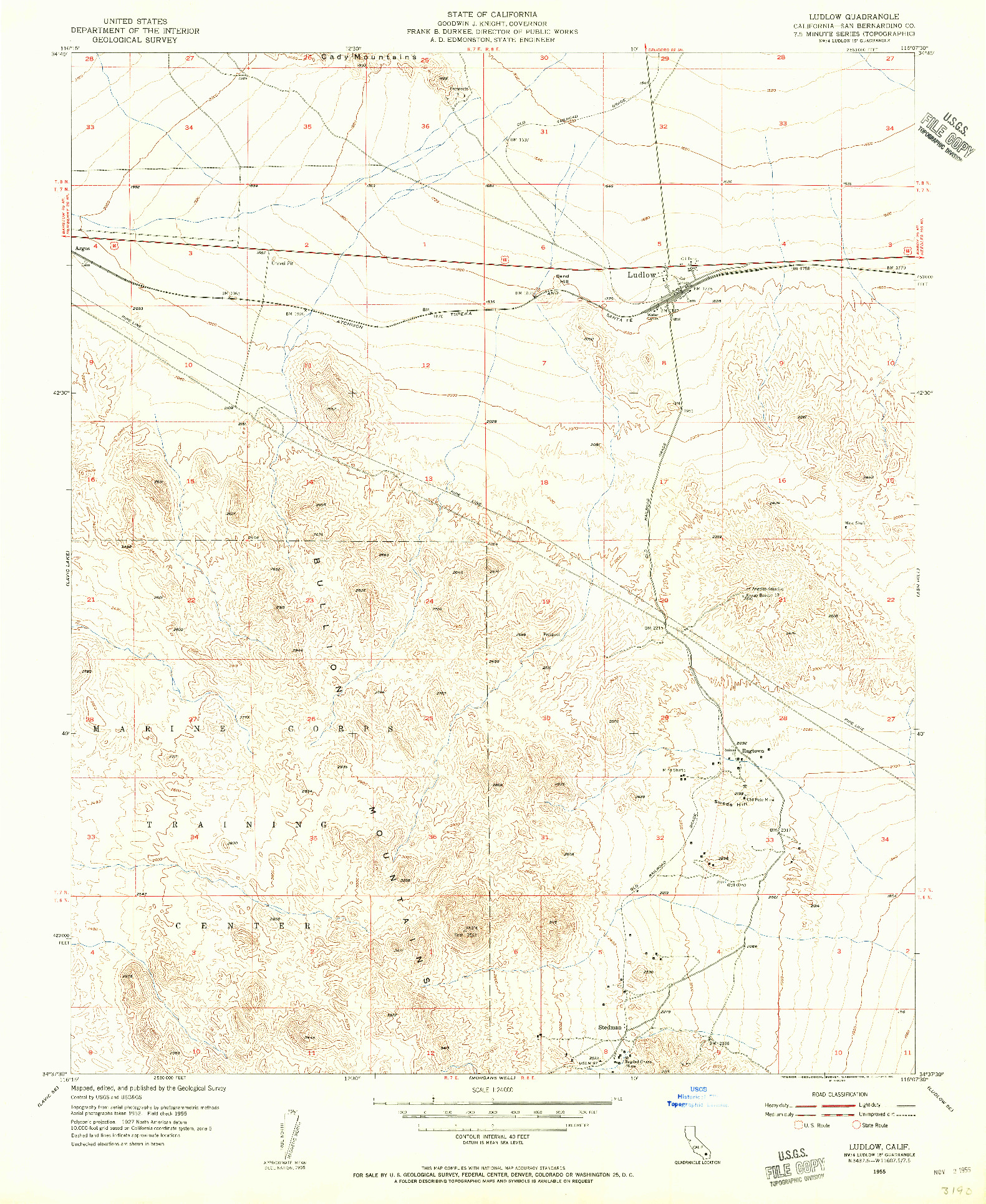 USGS 1:24000-SCALE QUADRANGLE FOR LUDLOW, CA 1955