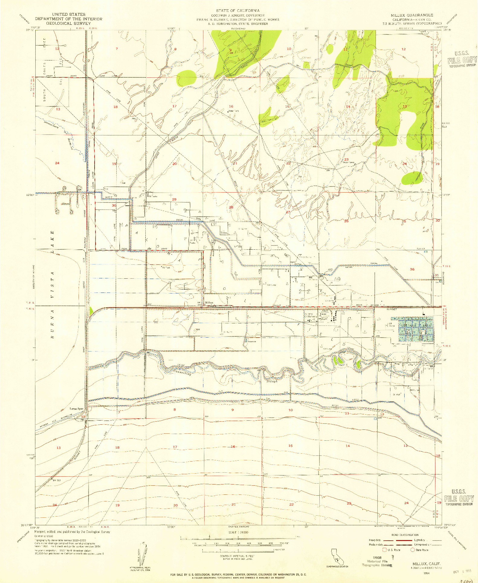 USGS 1:24000-SCALE QUADRANGLE FOR MILLUX, CA 1954