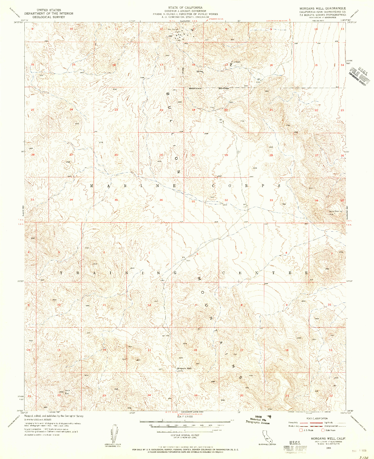 USGS 1:24000-SCALE QUADRANGLE FOR MORGANS WELL, CA 1955