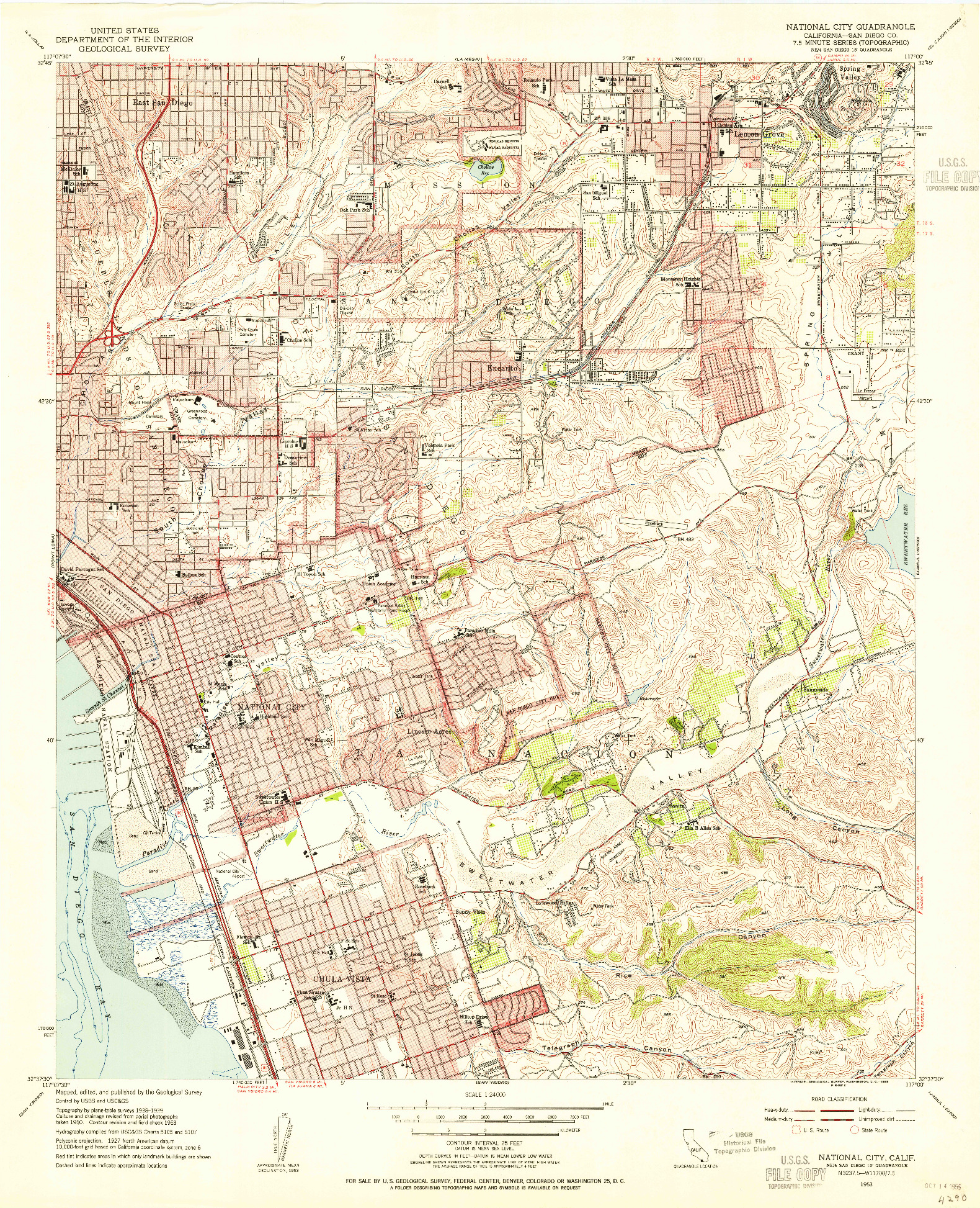 USGS 1:24000-SCALE QUADRANGLE FOR NATIONAL CITY, CA 1953