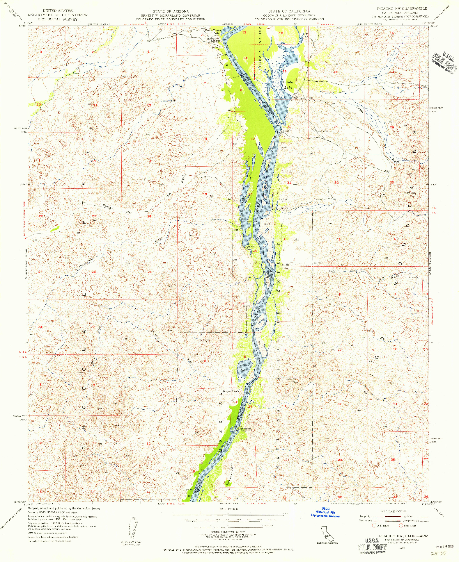 USGS 1:24000-SCALE QUADRANGLE FOR PICACHO NW, CA 1954