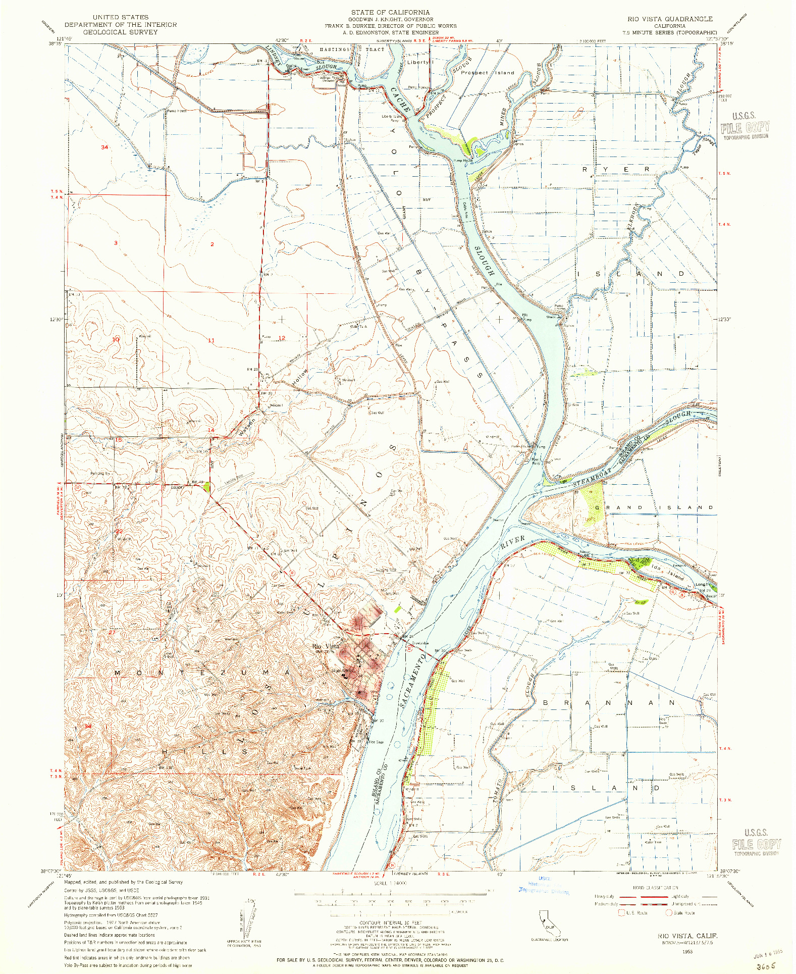 USGS 1:24000-SCALE QUADRANGLE FOR RIO VISTA, CA 1953