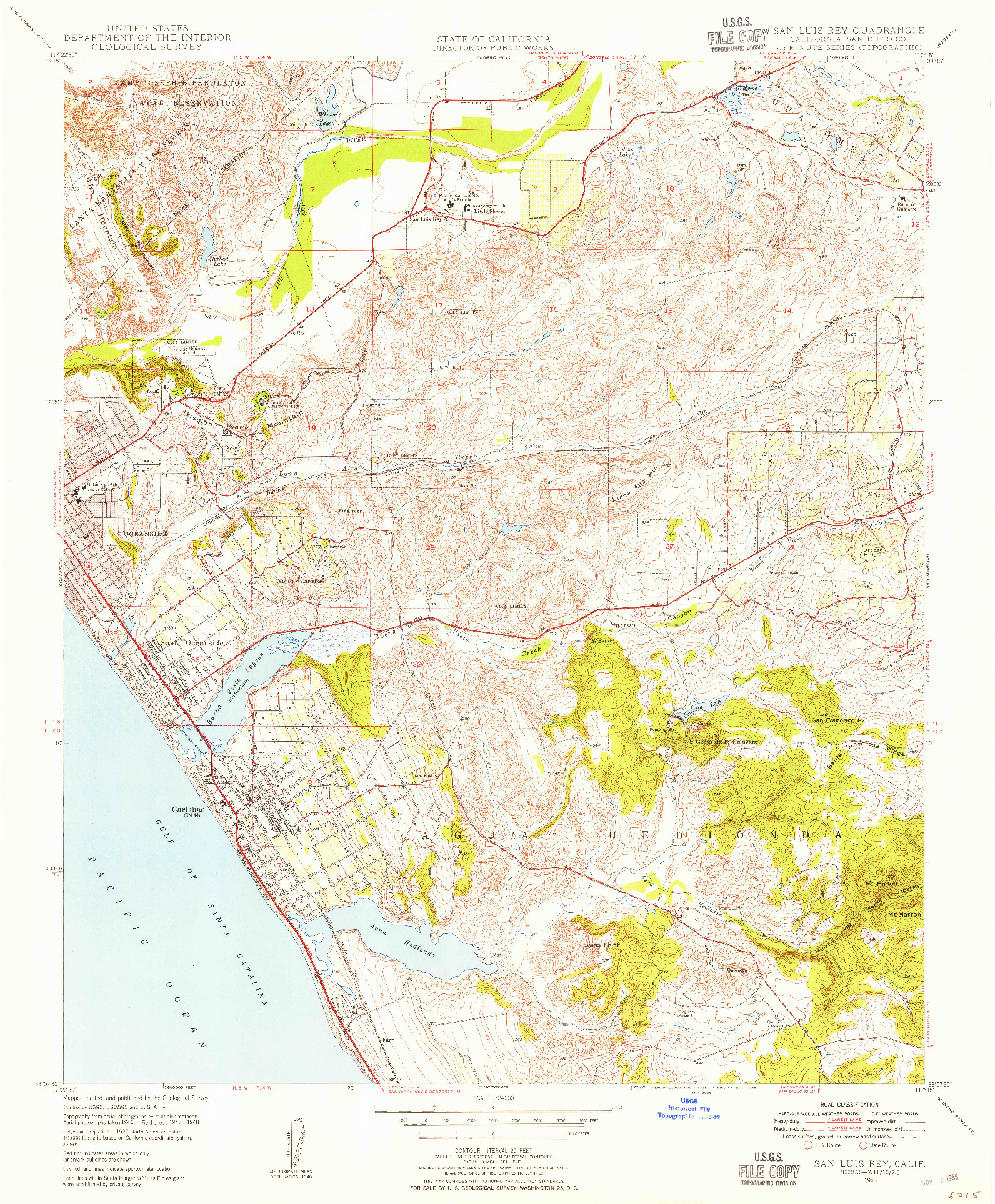 USGS 1:24000-SCALE QUADRANGLE FOR SAN LUIS REY, CA 1948