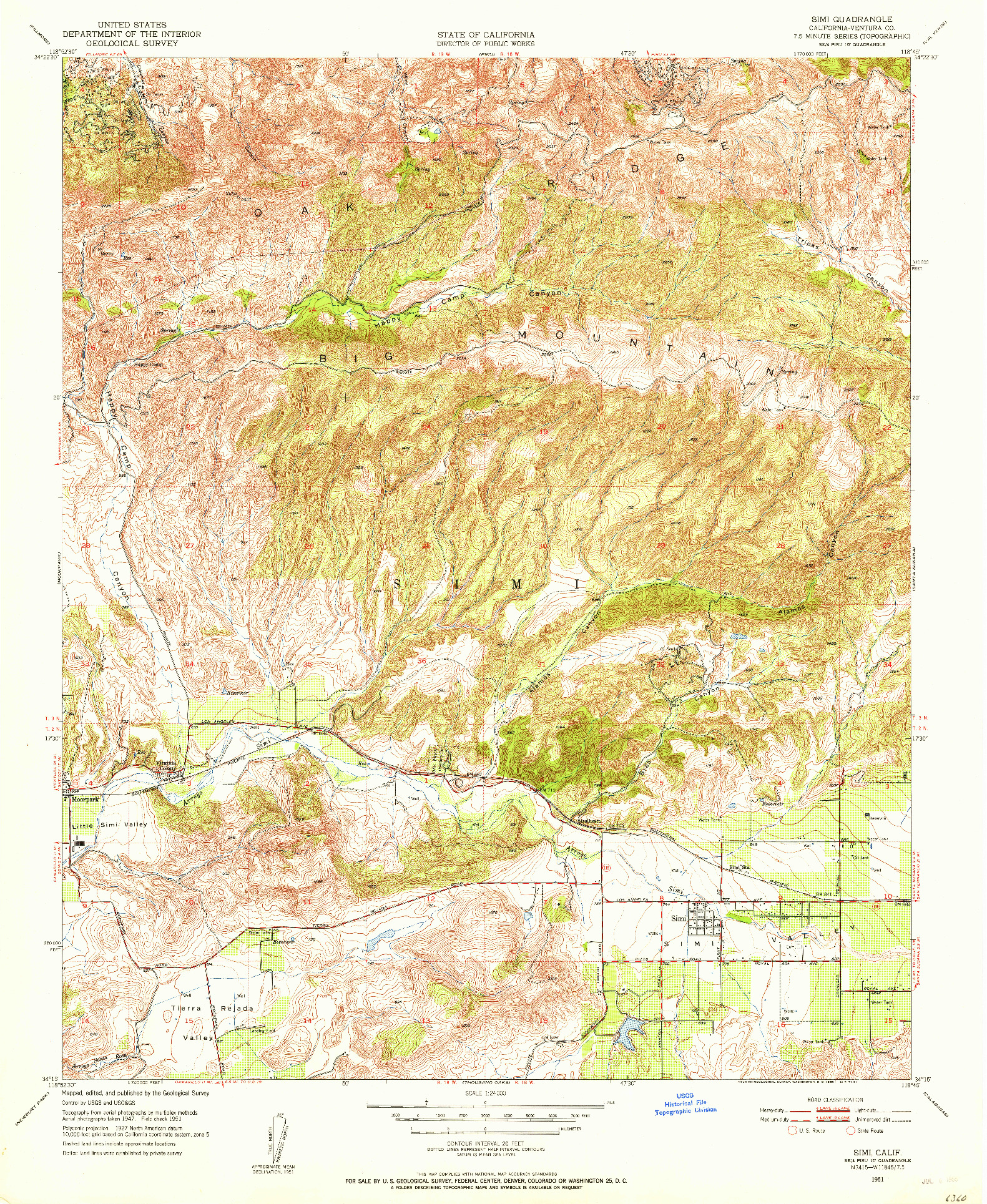 USGS 1:24000-SCALE QUADRANGLE FOR SIMI, CA 1951