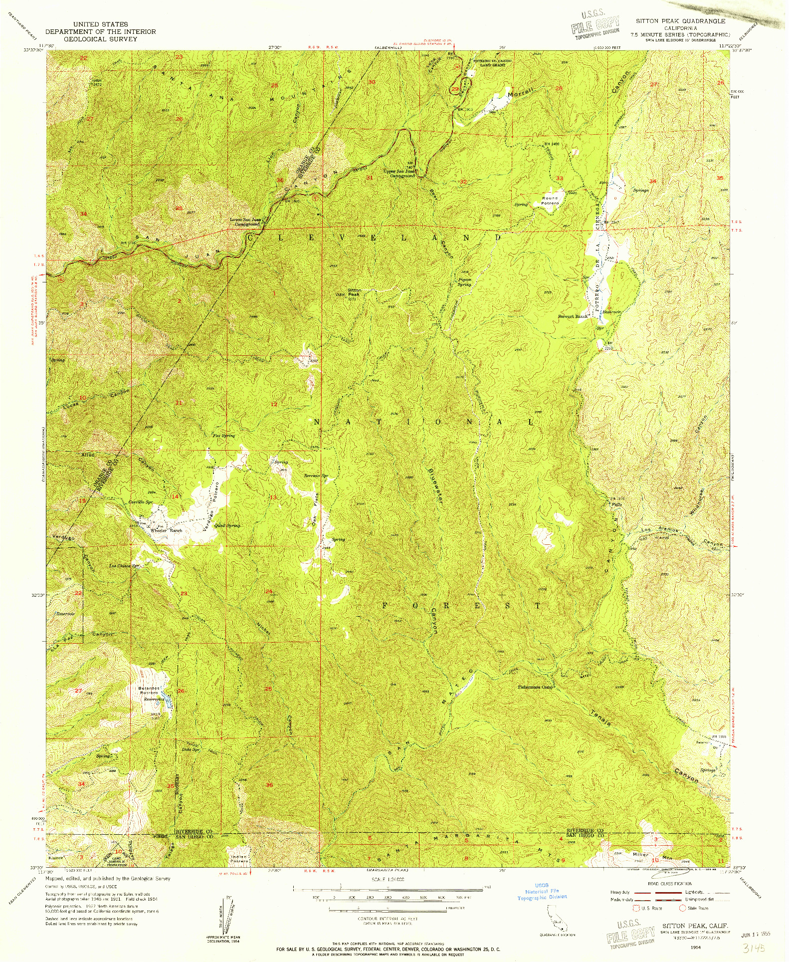 USGS 1:24000-SCALE QUADRANGLE FOR SITTON PEAK, CA 1954