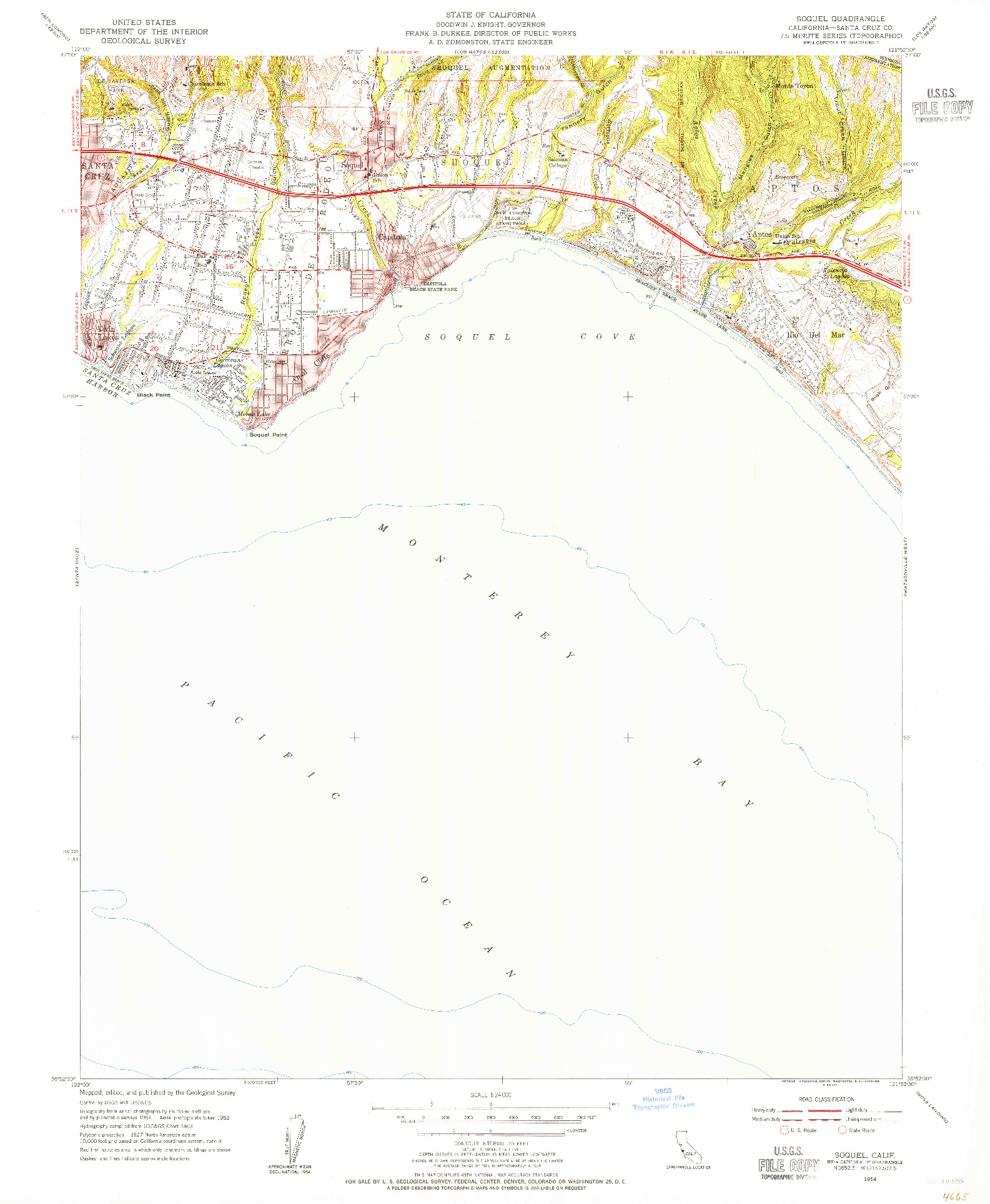 USGS 1:24000-SCALE QUADRANGLE FOR SOQUEL, CA 1954