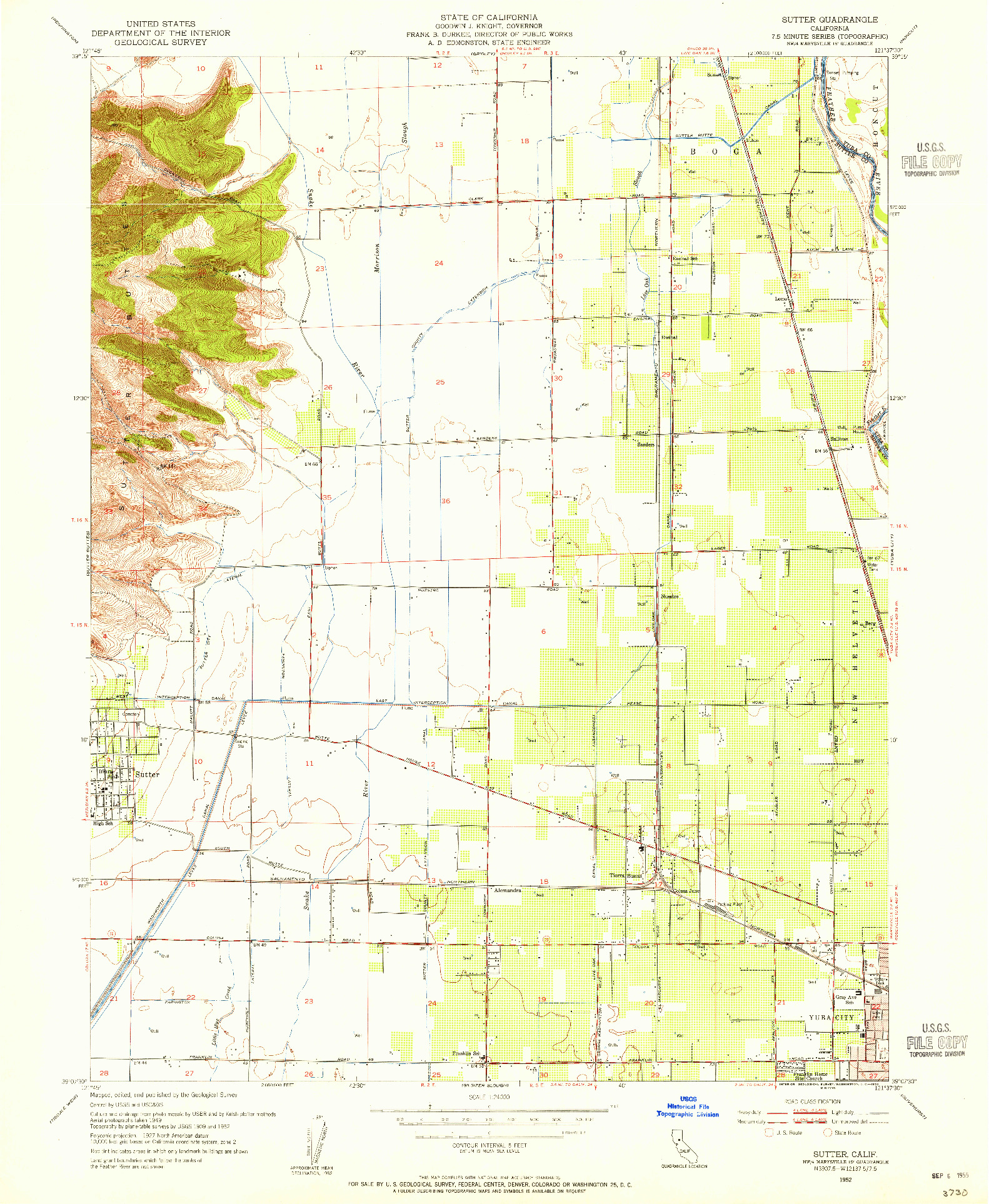 USGS 1:24000-SCALE QUADRANGLE FOR SUTTER, CA 1952