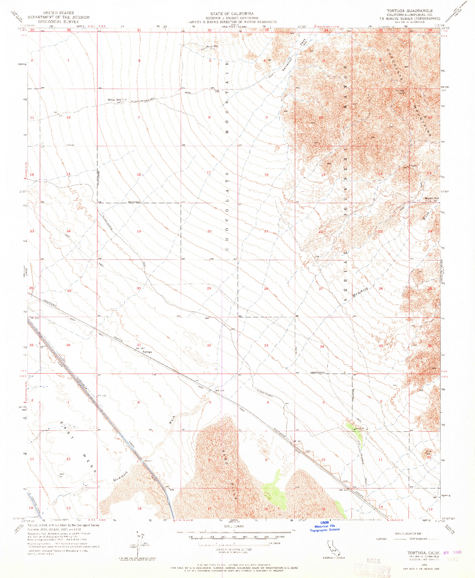 USGS 1:24000-SCALE QUADRANGLE FOR TORTUGA, CA 1955
