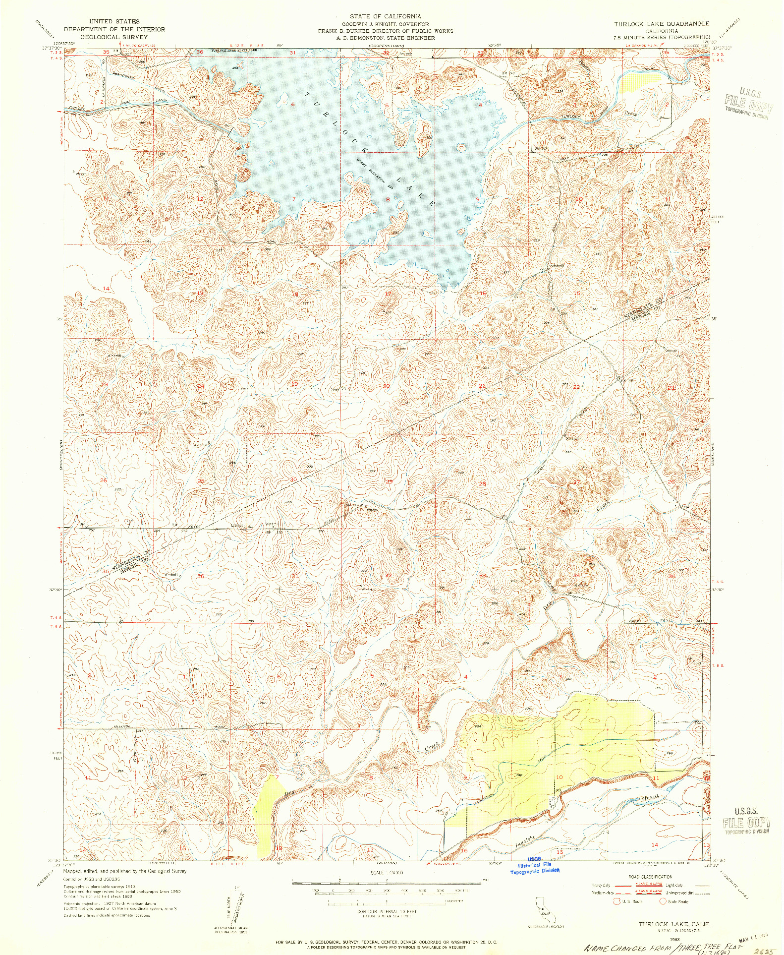 USGS 1:24000-SCALE QUADRANGLE FOR TURLOCK LAKE, CA 1953