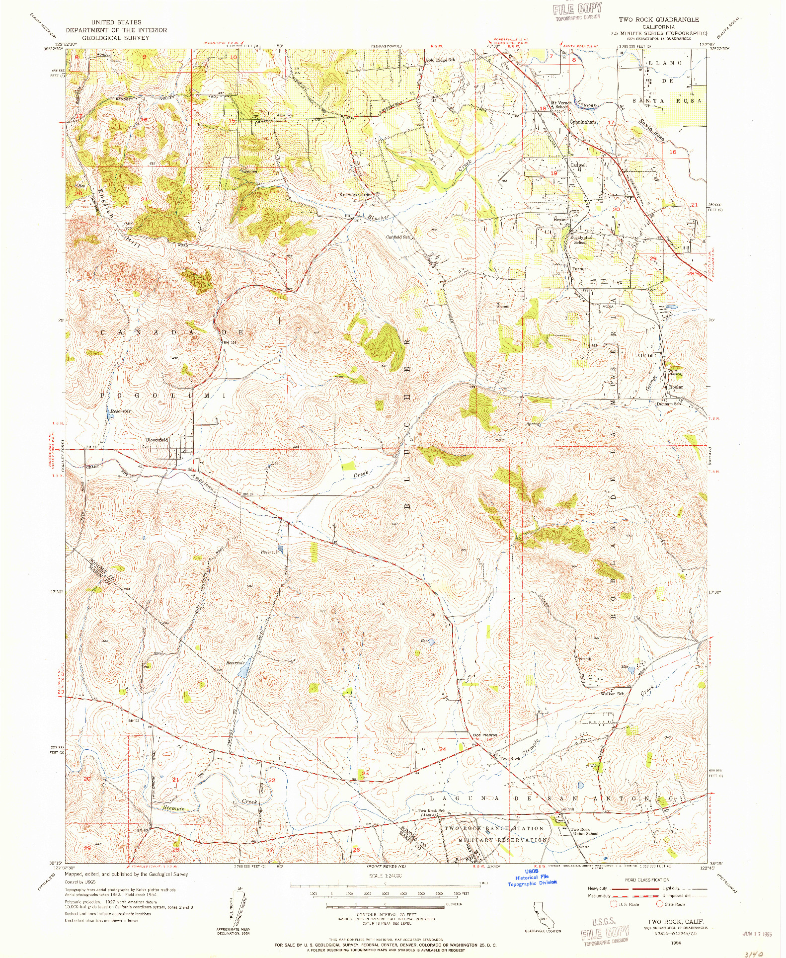 USGS 1:24000-SCALE QUADRANGLE FOR TWO ROCK, CA 1954