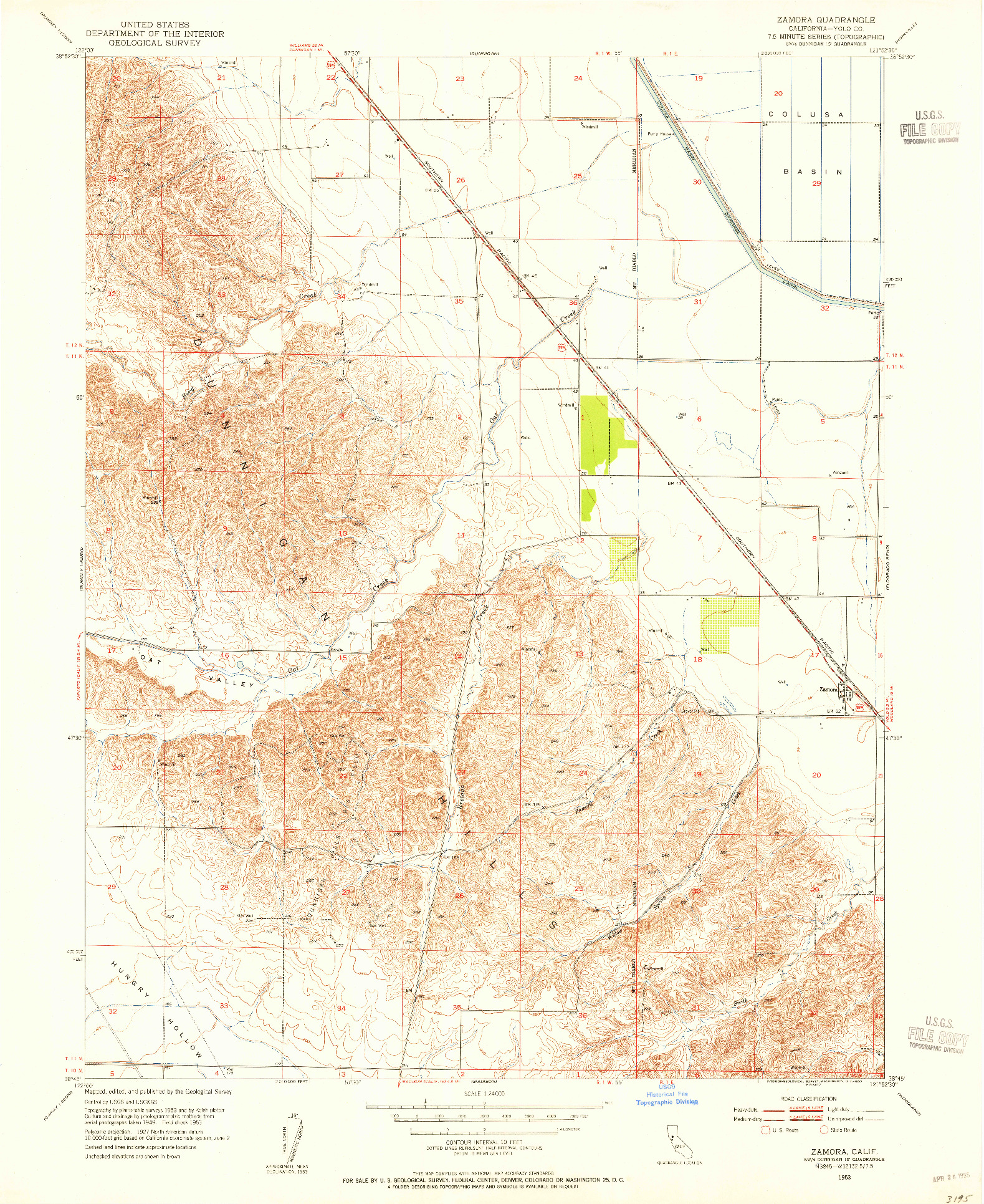 USGS 1:24000-SCALE QUADRANGLE FOR ZAMORA, CA 1953