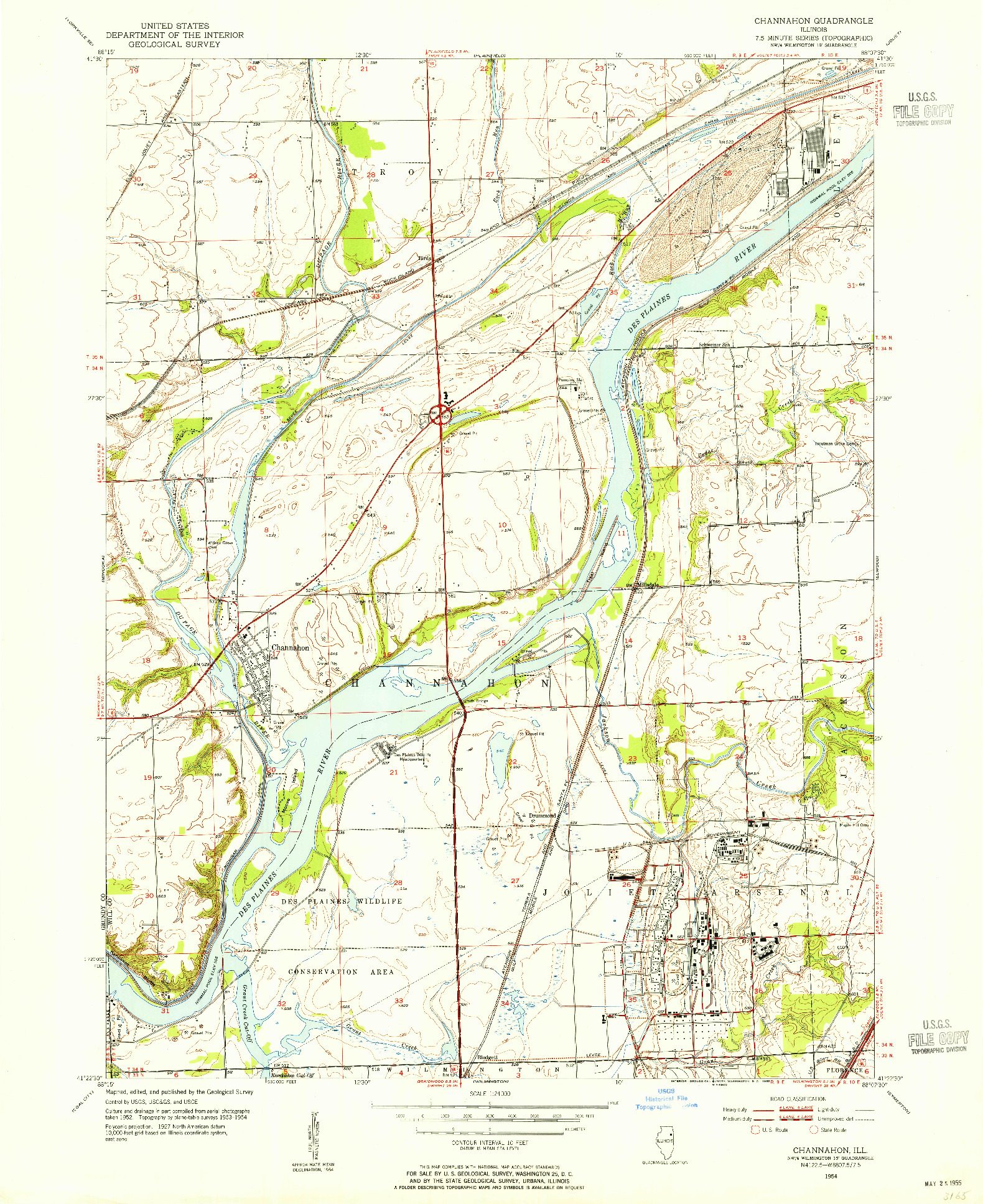 USGS 1:24000-SCALE QUADRANGLE FOR CHANNAHON, IL 1954