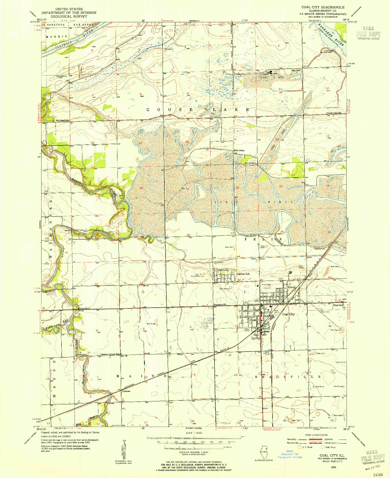 USGS 1:24000-SCALE QUADRANGLE FOR COAL CITY, IL 1953