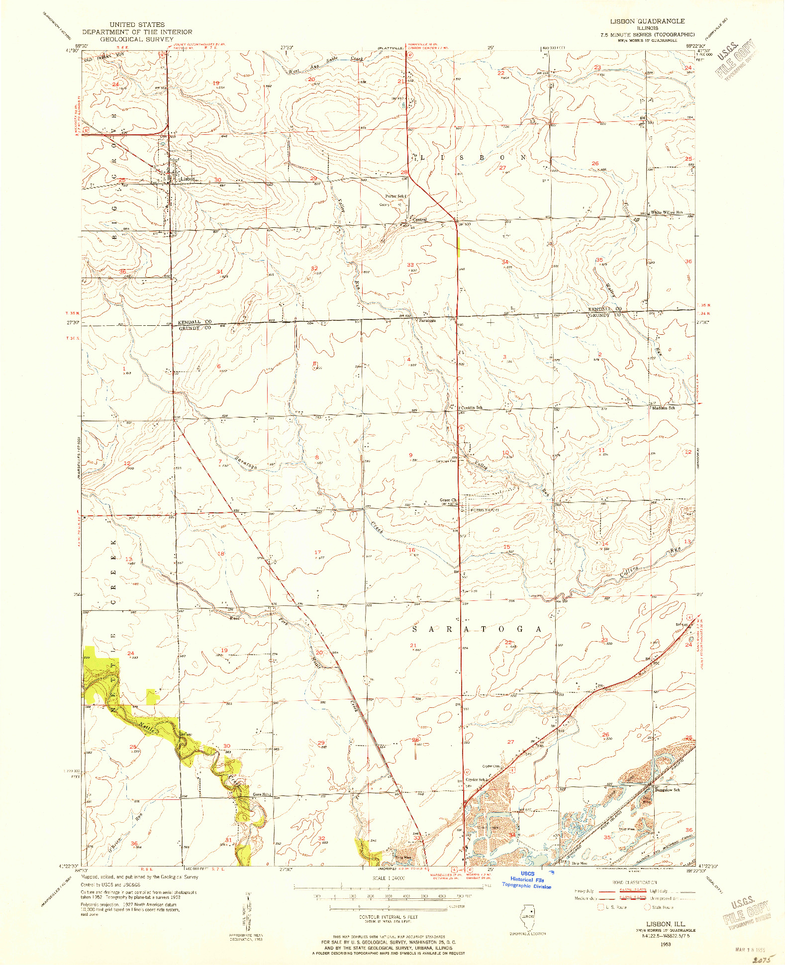 USGS 1:24000-SCALE QUADRANGLE FOR LISBON, IL 1953