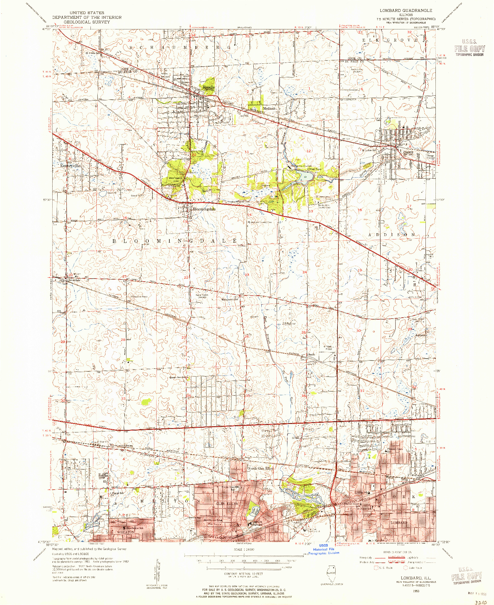 USGS 1:24000-SCALE QUADRANGLE FOR LOMBARD, IL 1953