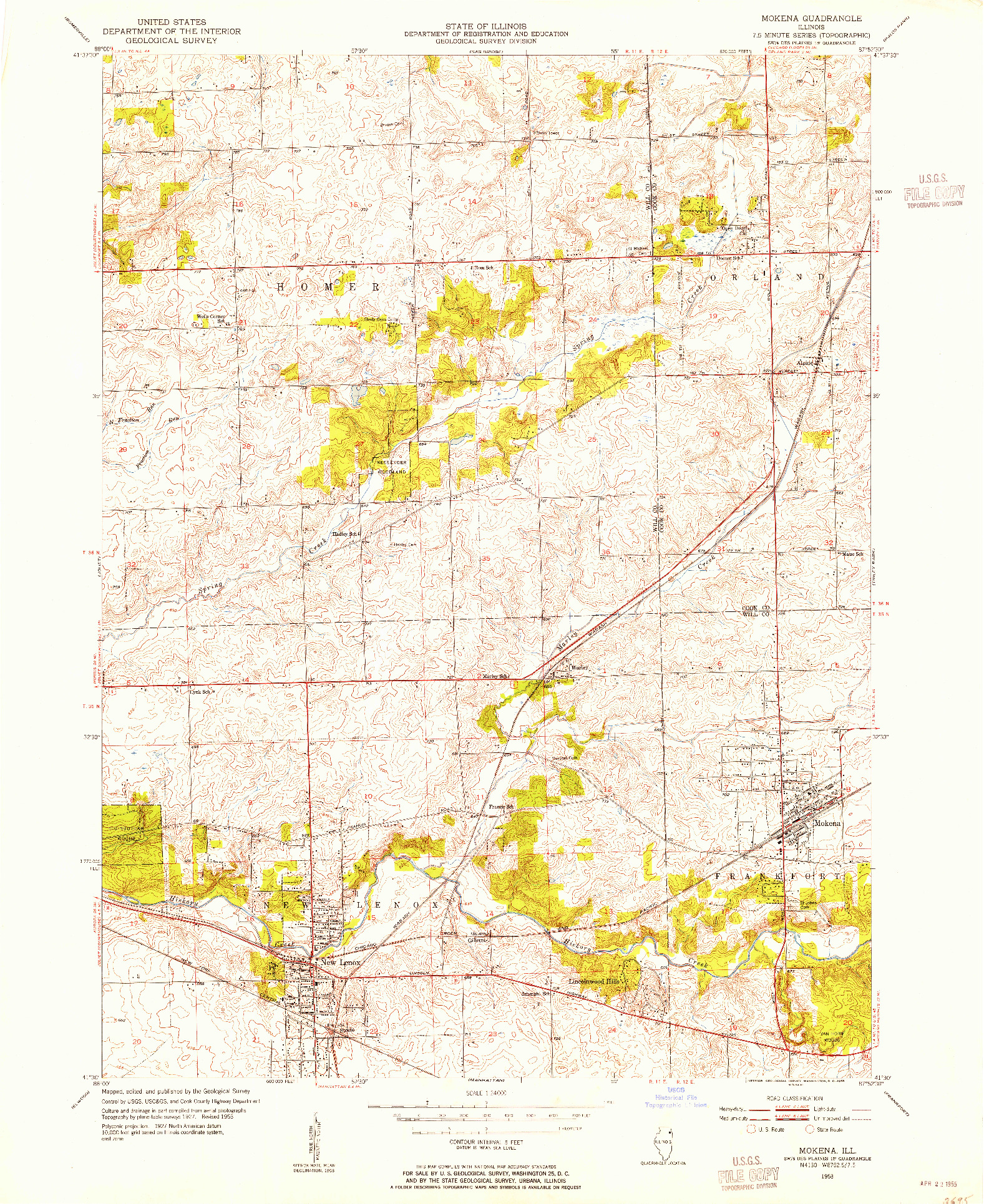 USGS 1:24000-SCALE QUADRANGLE FOR MOKENA, IL 1953