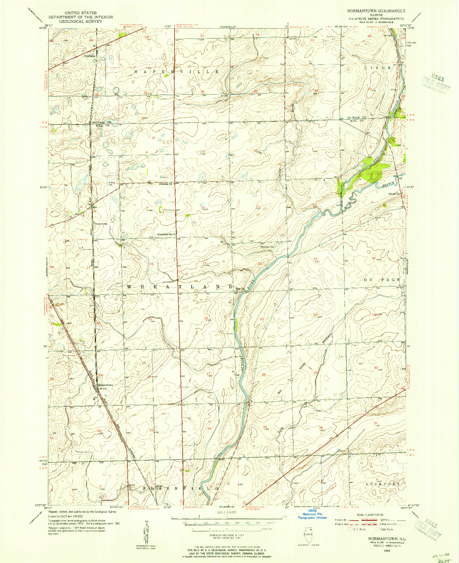 USGS 1:24000-SCALE QUADRANGLE FOR NORMANTOWN, IL 1953