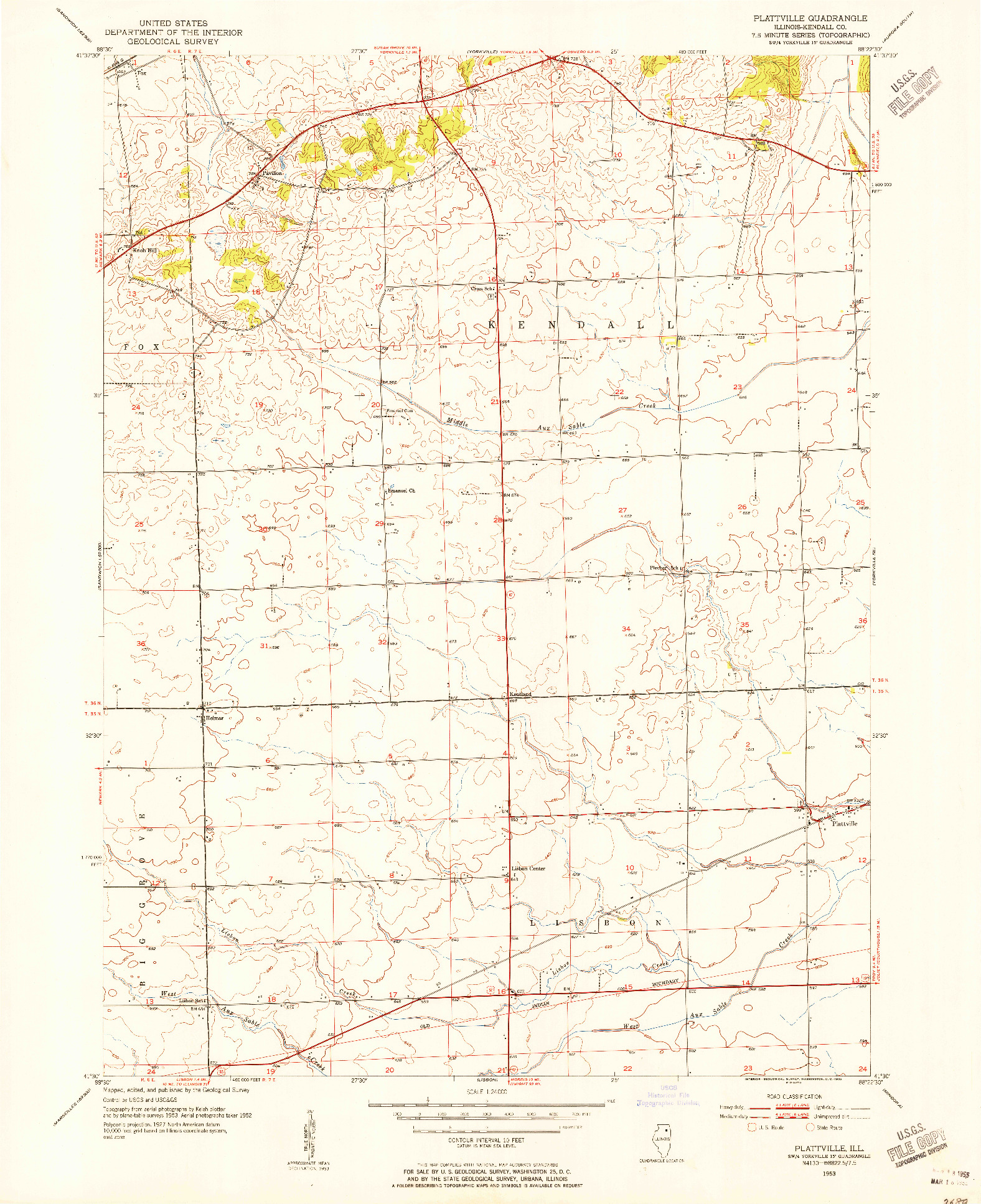USGS 1:24000-SCALE QUADRANGLE FOR PLATTVILLE, IL 1953