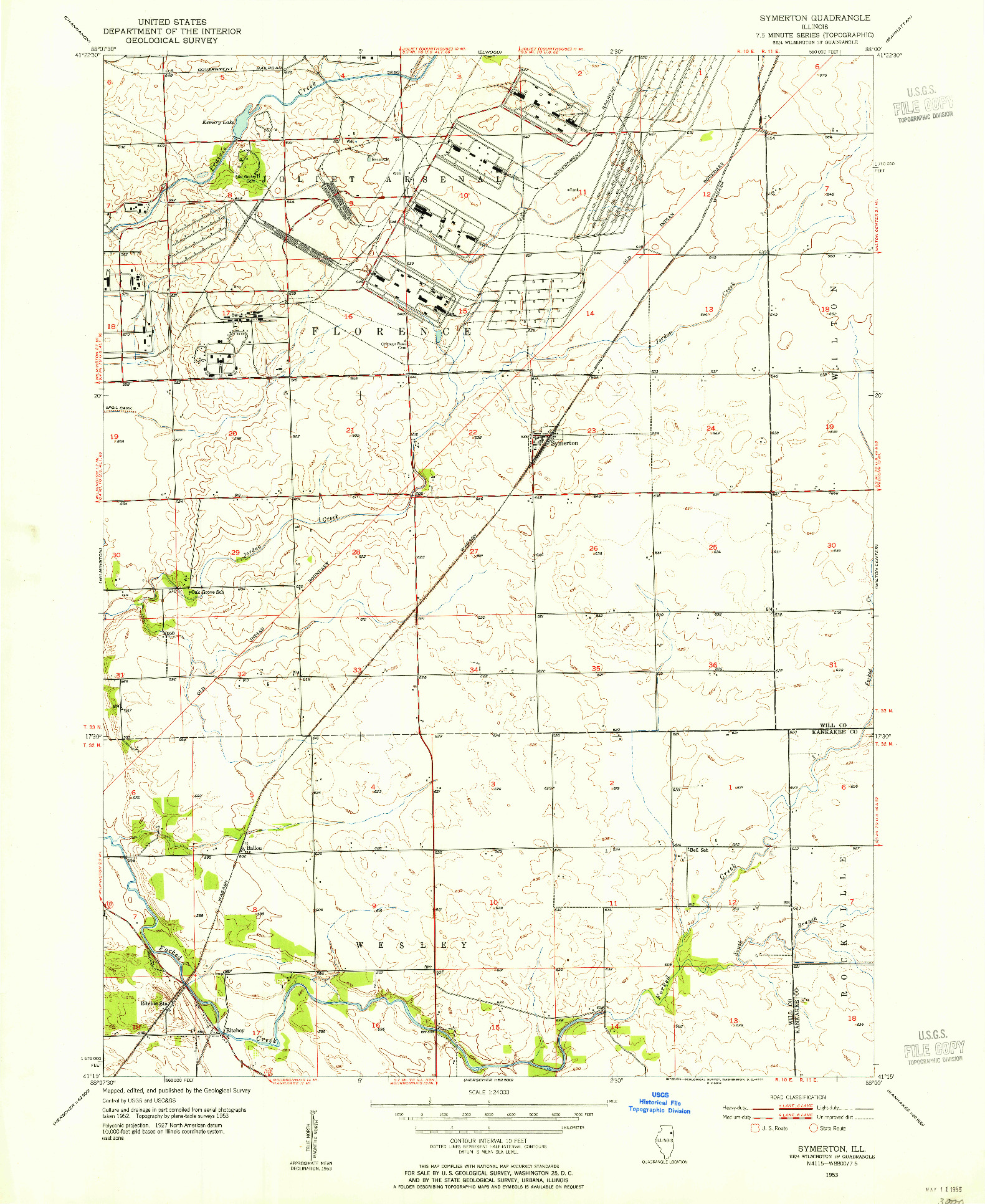 USGS 1:24000-SCALE QUADRANGLE FOR SYMERTON, IL 1953