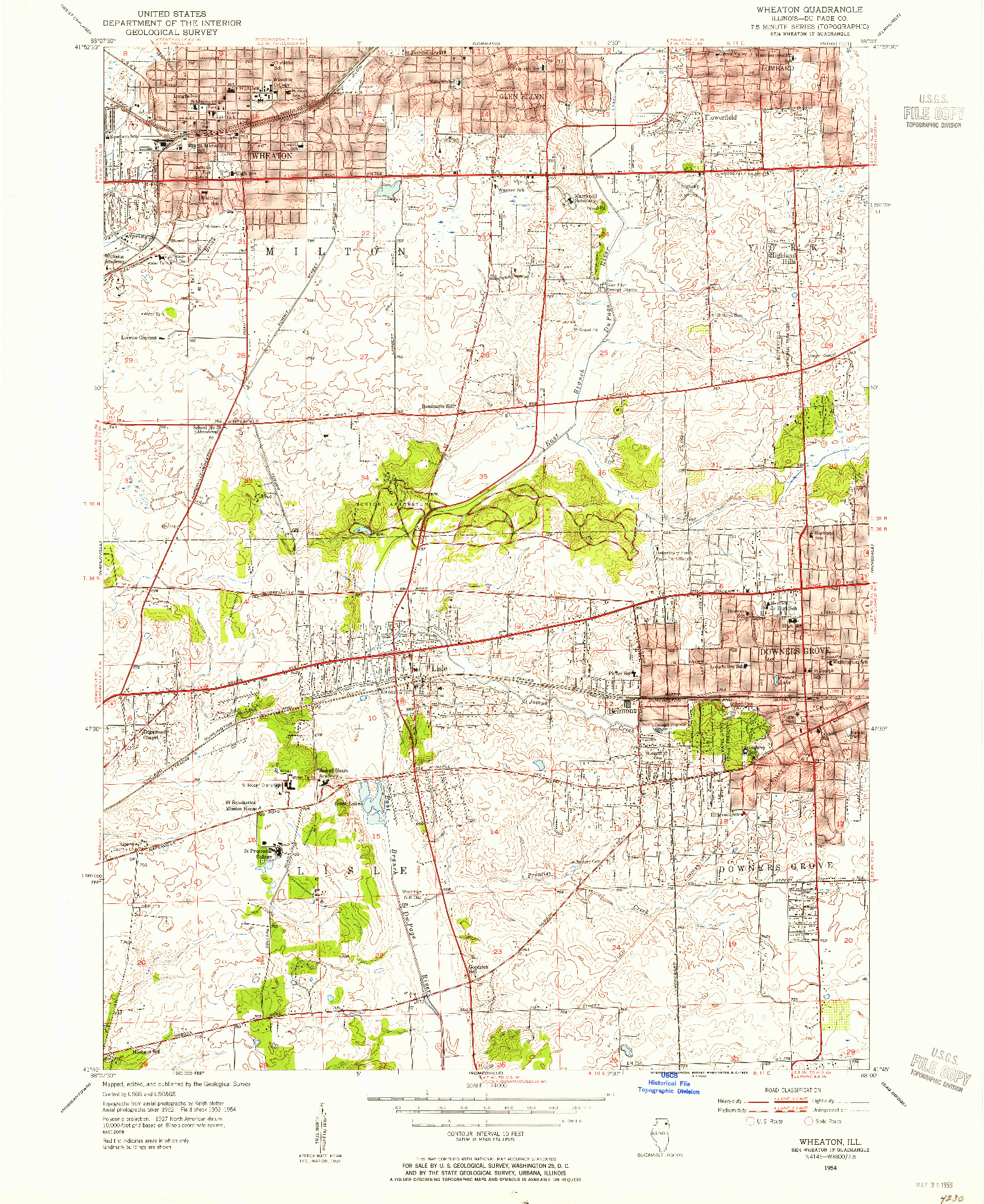 USGS 1:24000-SCALE QUADRANGLE FOR WHEATON, IL 1954